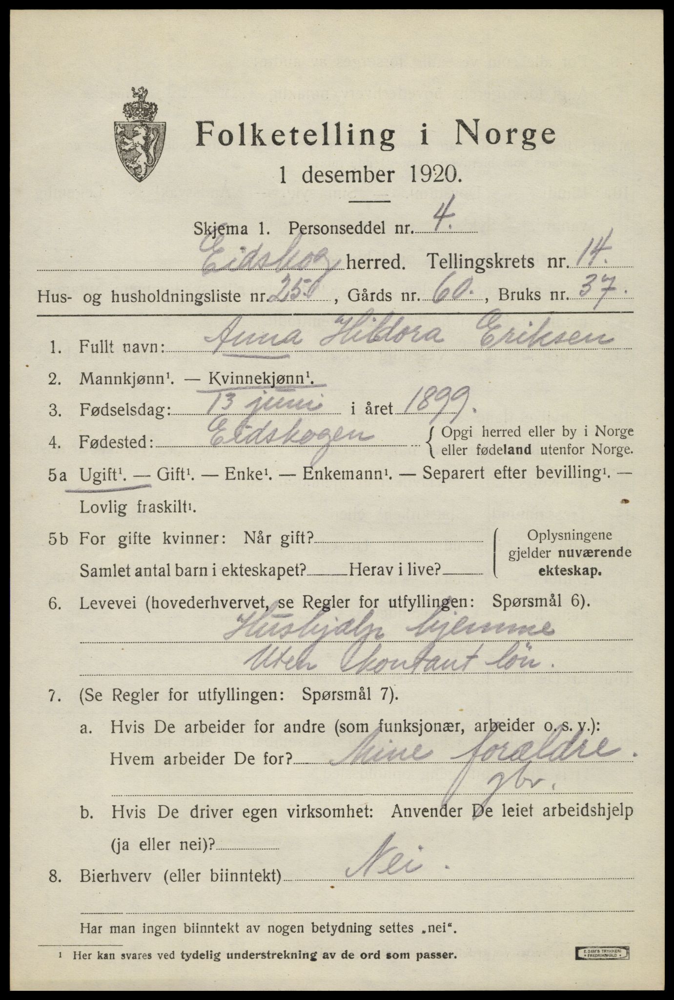 SAH, 1920 census for Eidskog, 1920, p. 13635