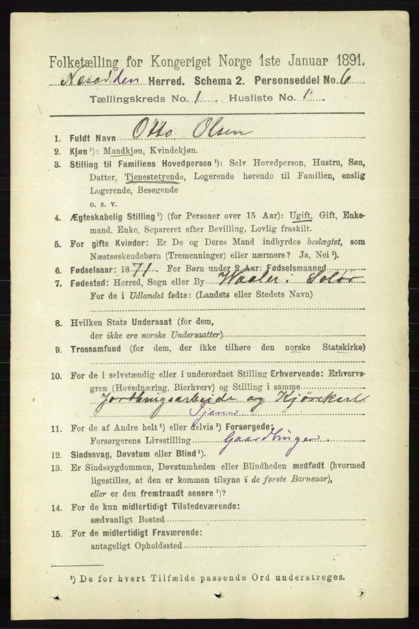 RA, 1891 census for 0216 Nesodden, 1891, p. 97