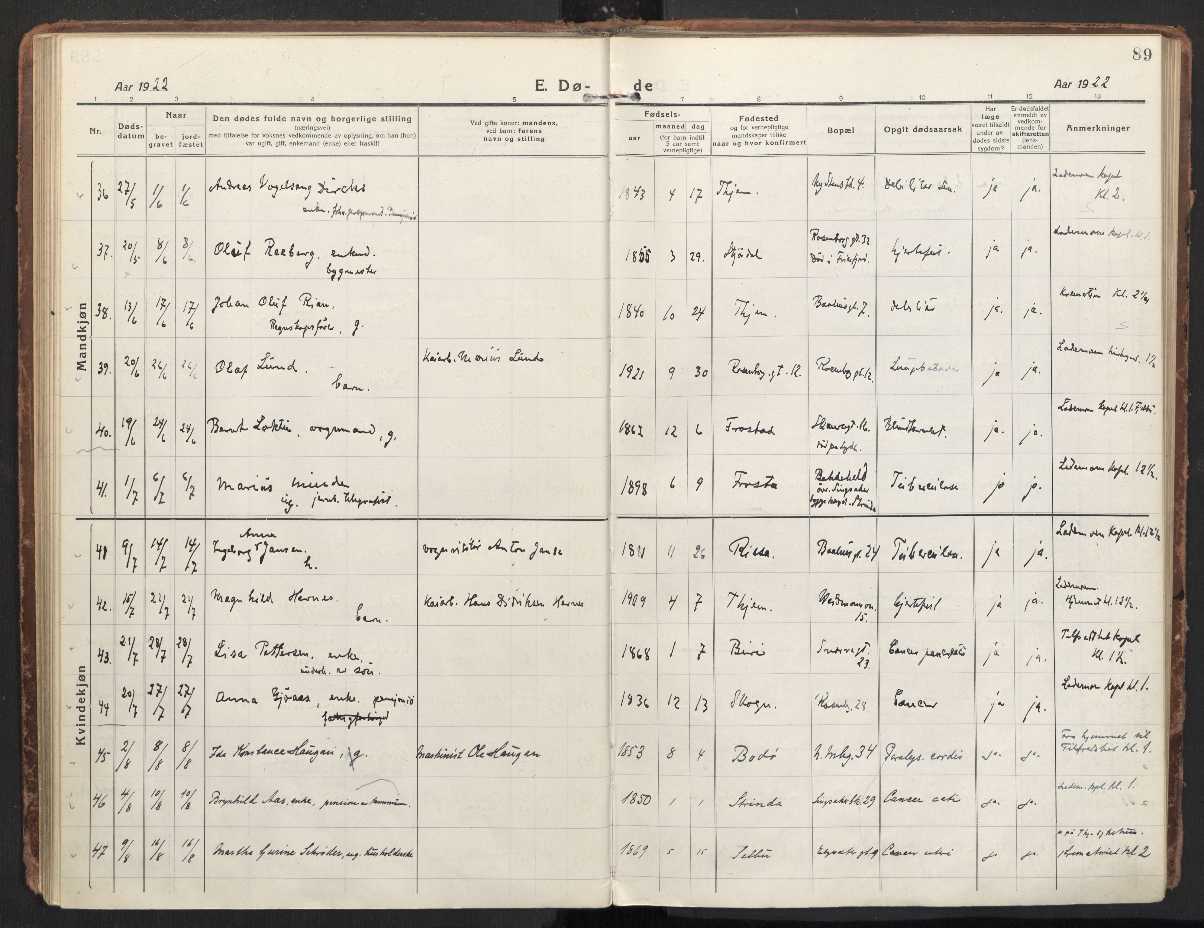 Ministerialprotokoller, klokkerbøker og fødselsregistre - Sør-Trøndelag, AV/SAT-A-1456/604/L0207: Parish register (official) no. 604A27, 1917-1933, p. 89