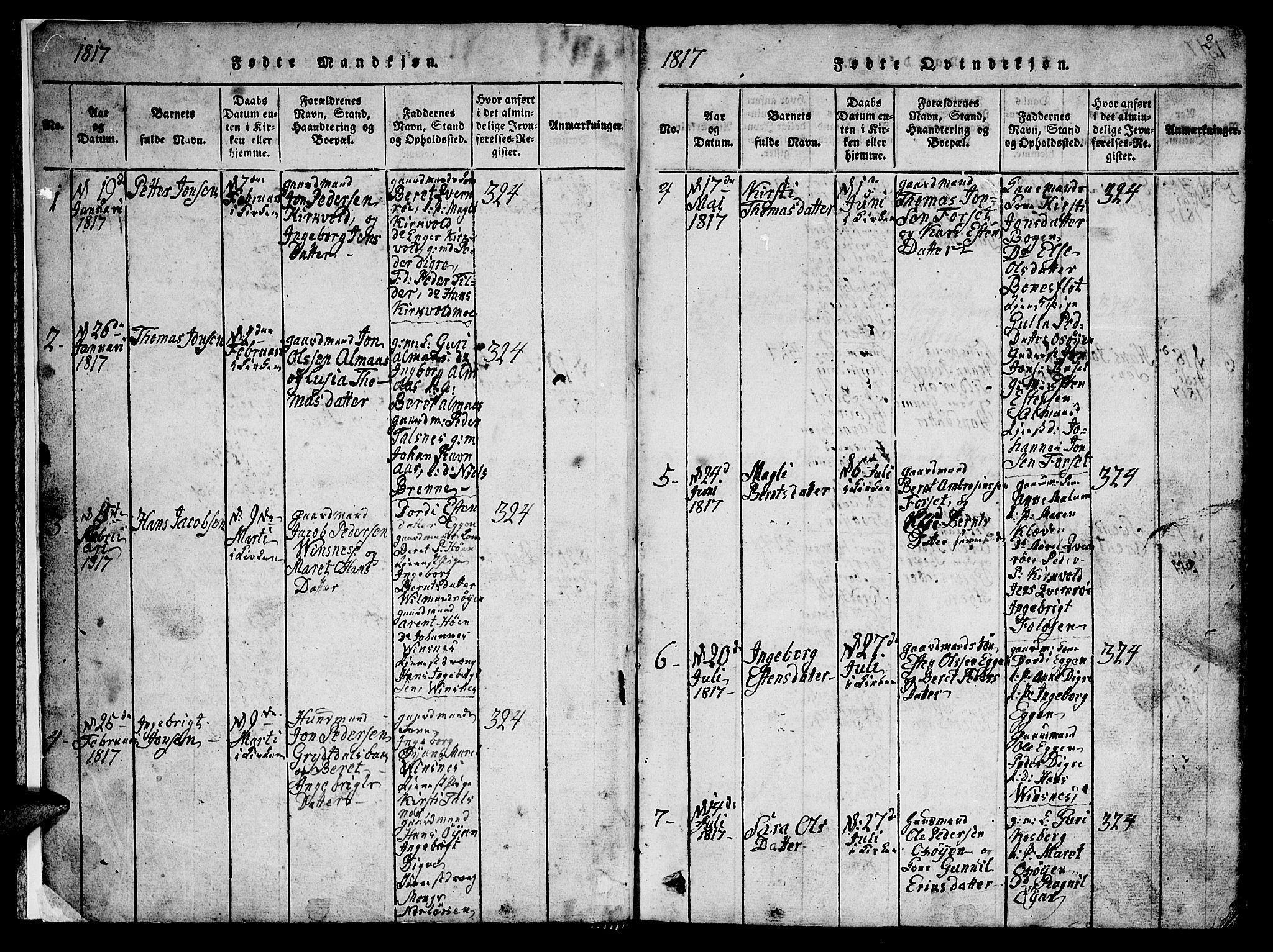 Ministerialprotokoller, klokkerbøker og fødselsregistre - Sør-Trøndelag, SAT/A-1456/688/L1026: Parish register (copy) no. 688C01, 1817-1860, p. 2