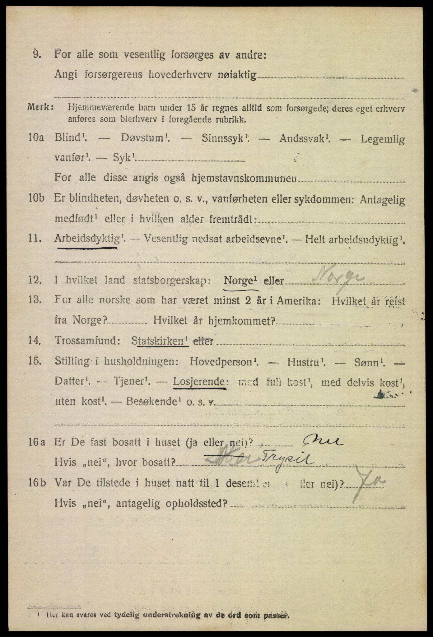 SAH, 1920 census for Elverum, 1920, p. 9785