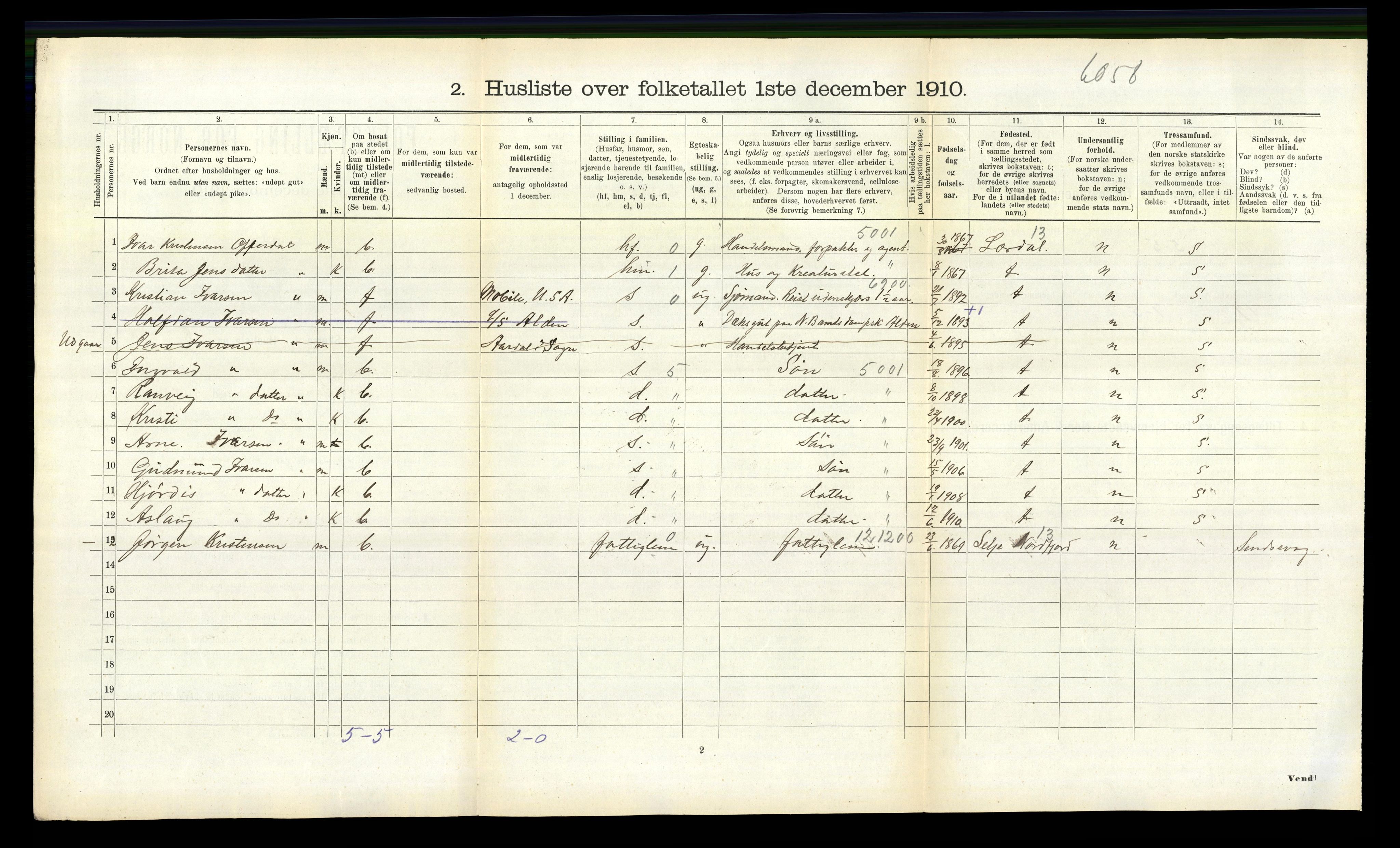 RA, 1910 census for Leikanger, 1910, p. 851