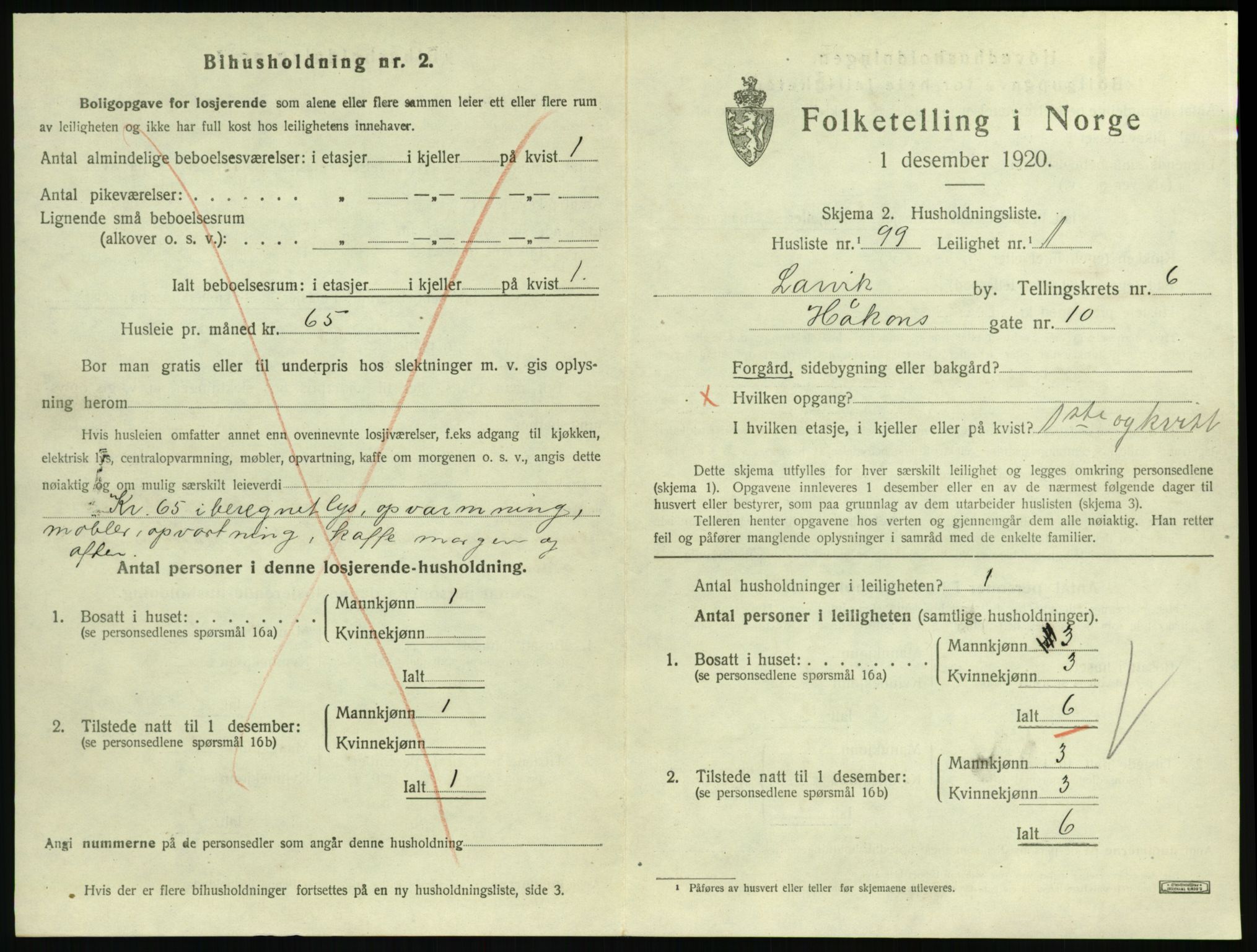 SAKO, 1920 census for Larvik, 1920, p. 5756