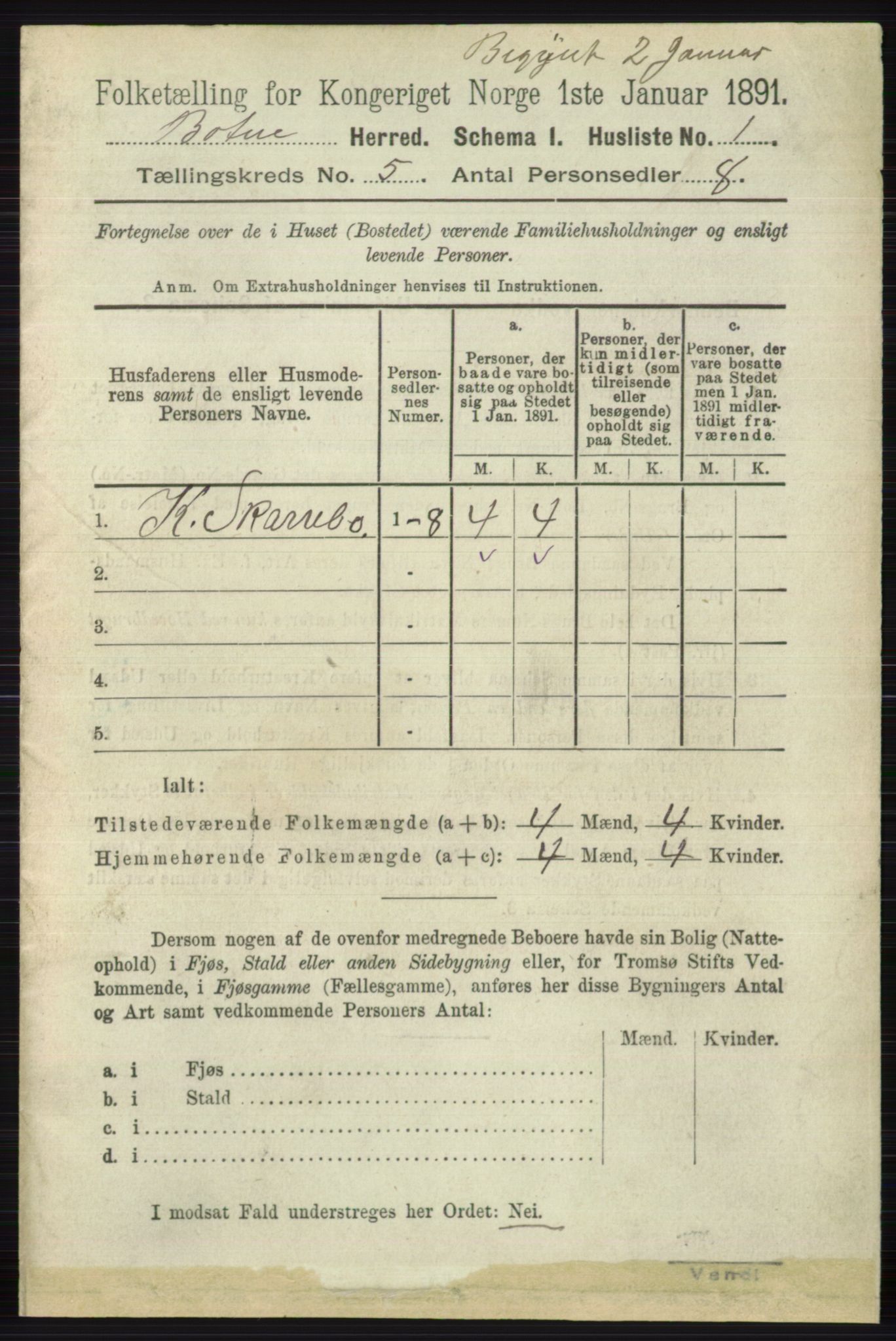 RA, 1891 census for 0715 Botne, 1891, p. 1899