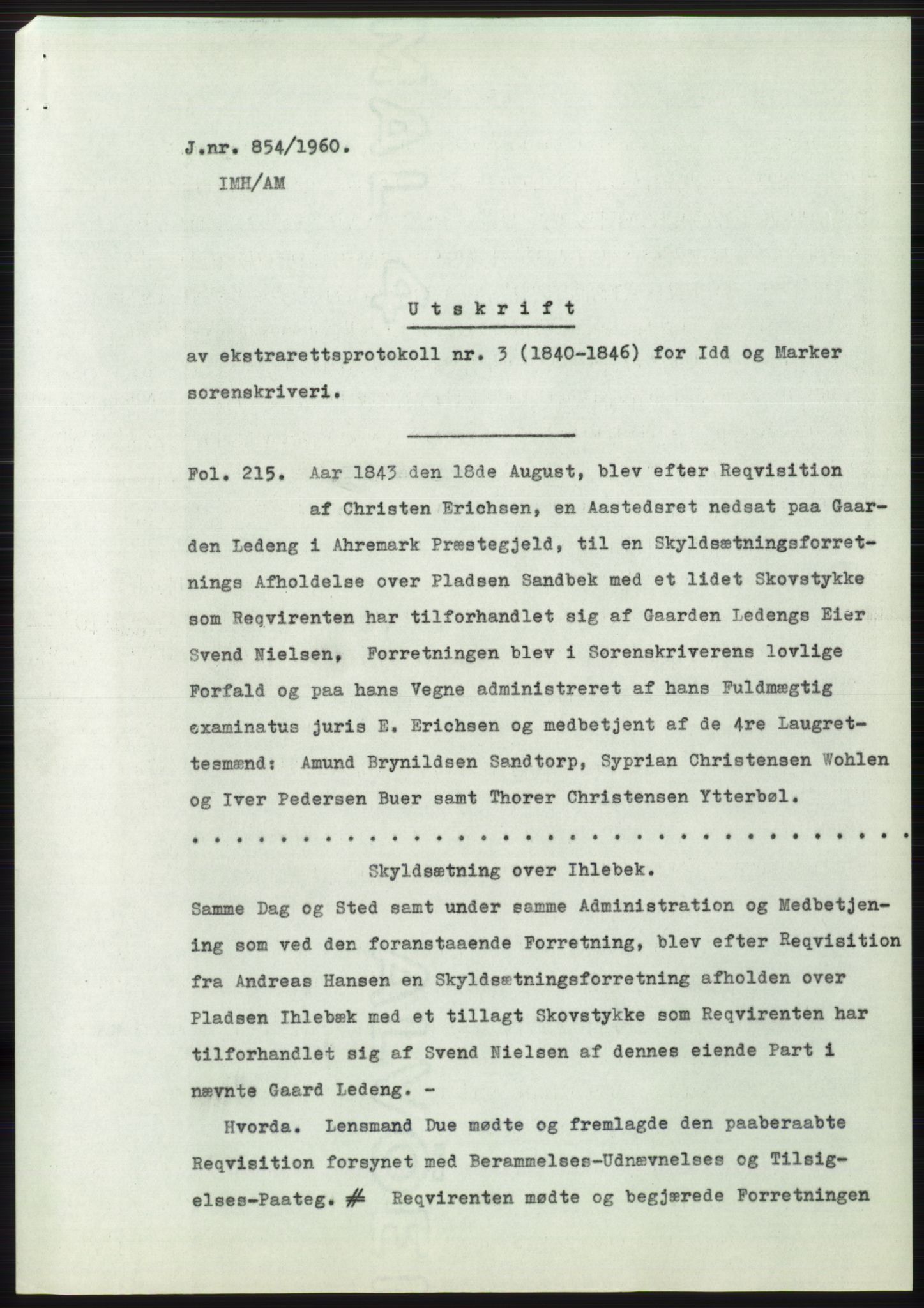 Statsarkivet i Oslo, SAO/A-10621/Z/Zd/L0012: Avskrifter, j.nr 802-1722/1960, 1960, p. 83