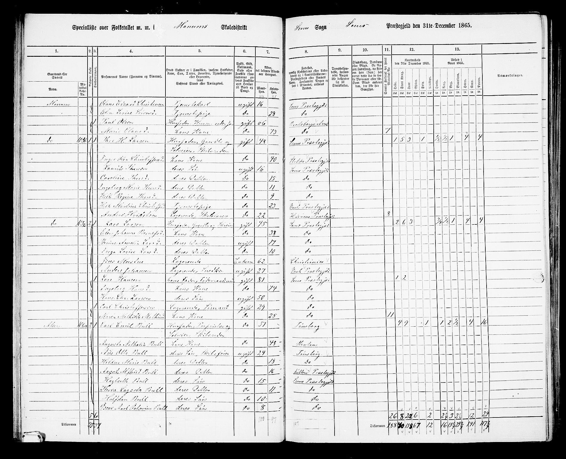 RA, 1865 census for Sem, 1865, p. 44