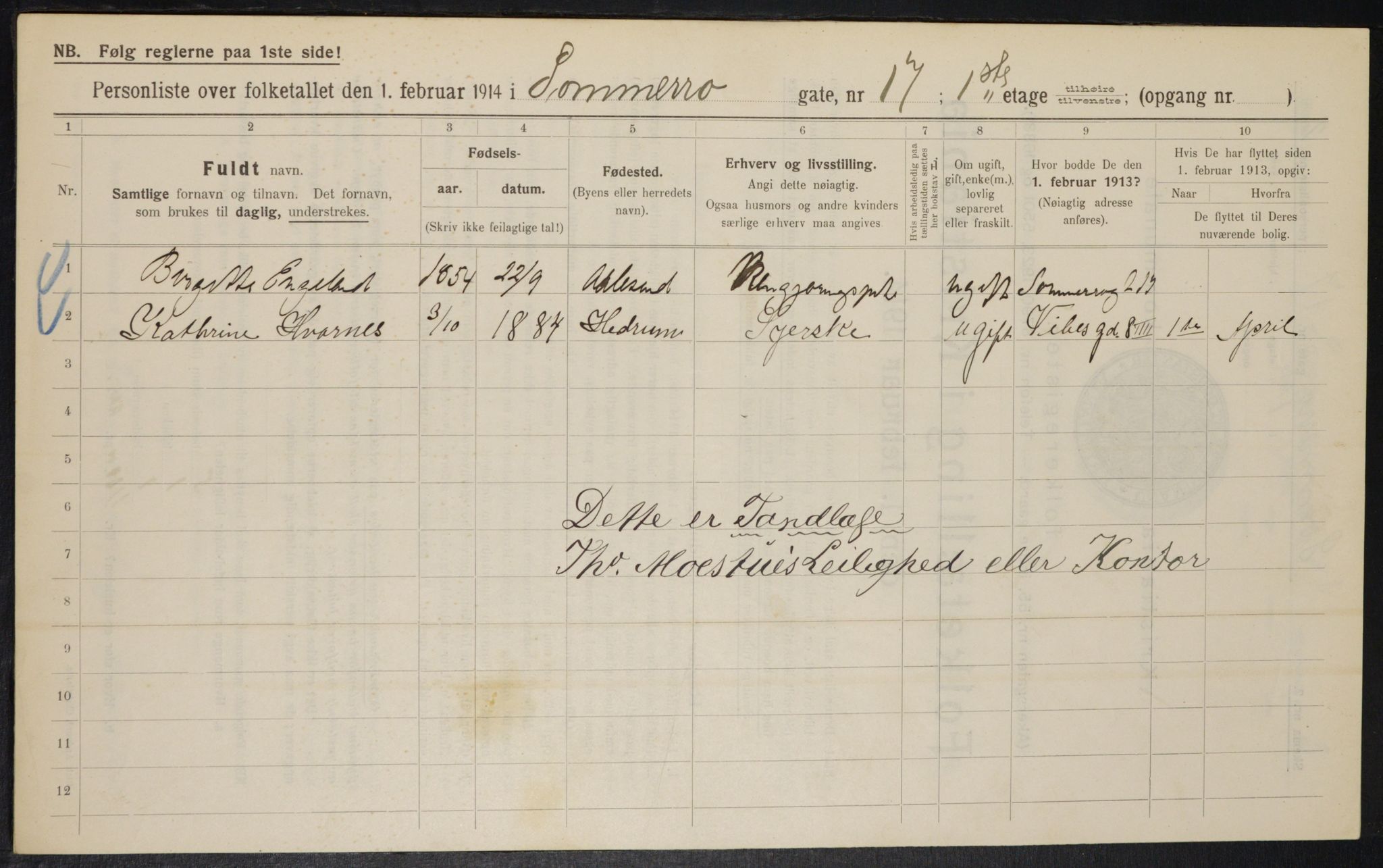 OBA, Municipal Census 1914 for Kristiania, 1914, p. 99600