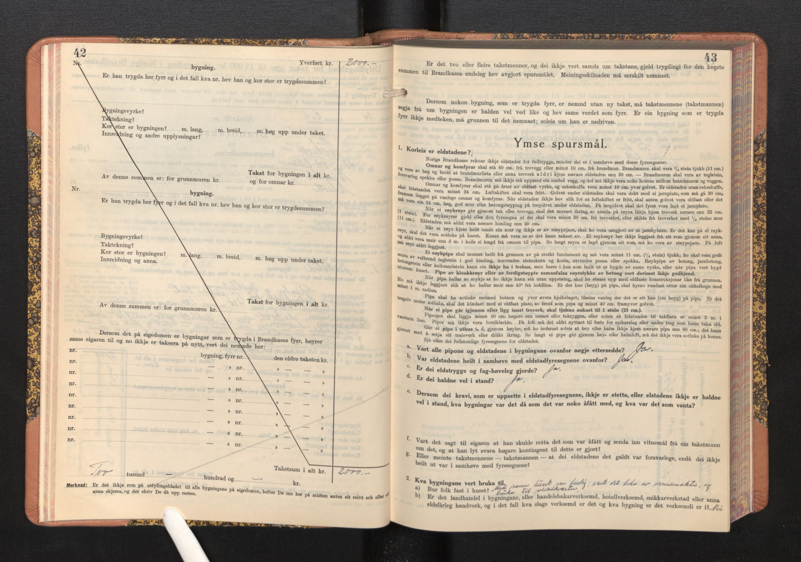 Lensmannen i Askvoll, AV/SAB-A-26301/0012/L0005: Branntakstprotokoll, skjematakst, 1940-1949, p. 42-43