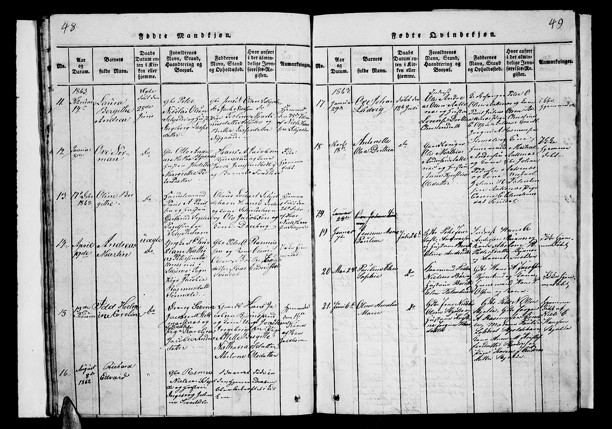 Ministerialprotokoller, klokkerbøker og fødselsregistre - Nordland, SAT/A-1459/899/L1446: Parish register (copy) no. 899C01, 1820-1868, p. 48-49