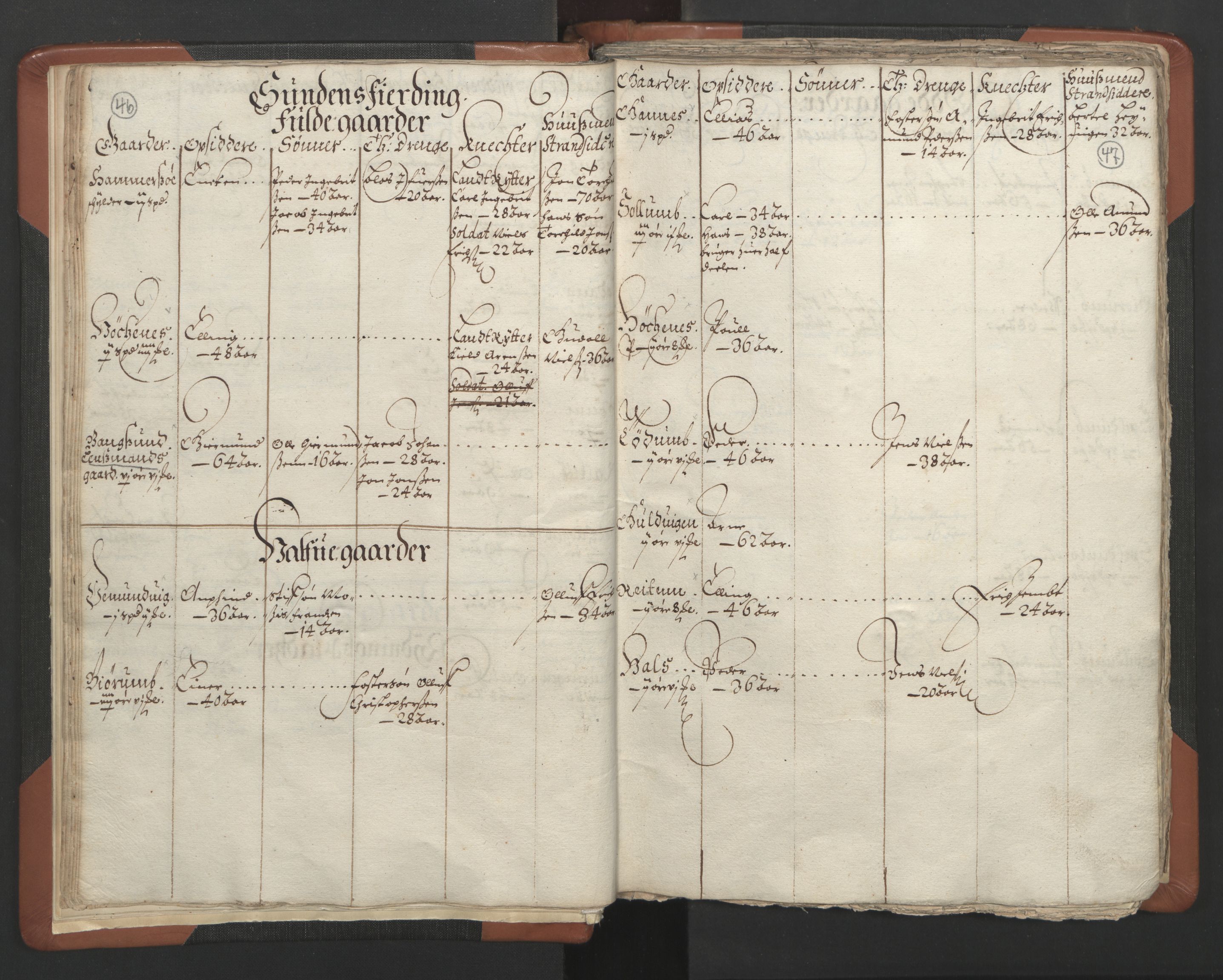 RA, Vicar's Census 1664-1666, no. 34: Namdal deanery, 1664-1666, p. 46-47