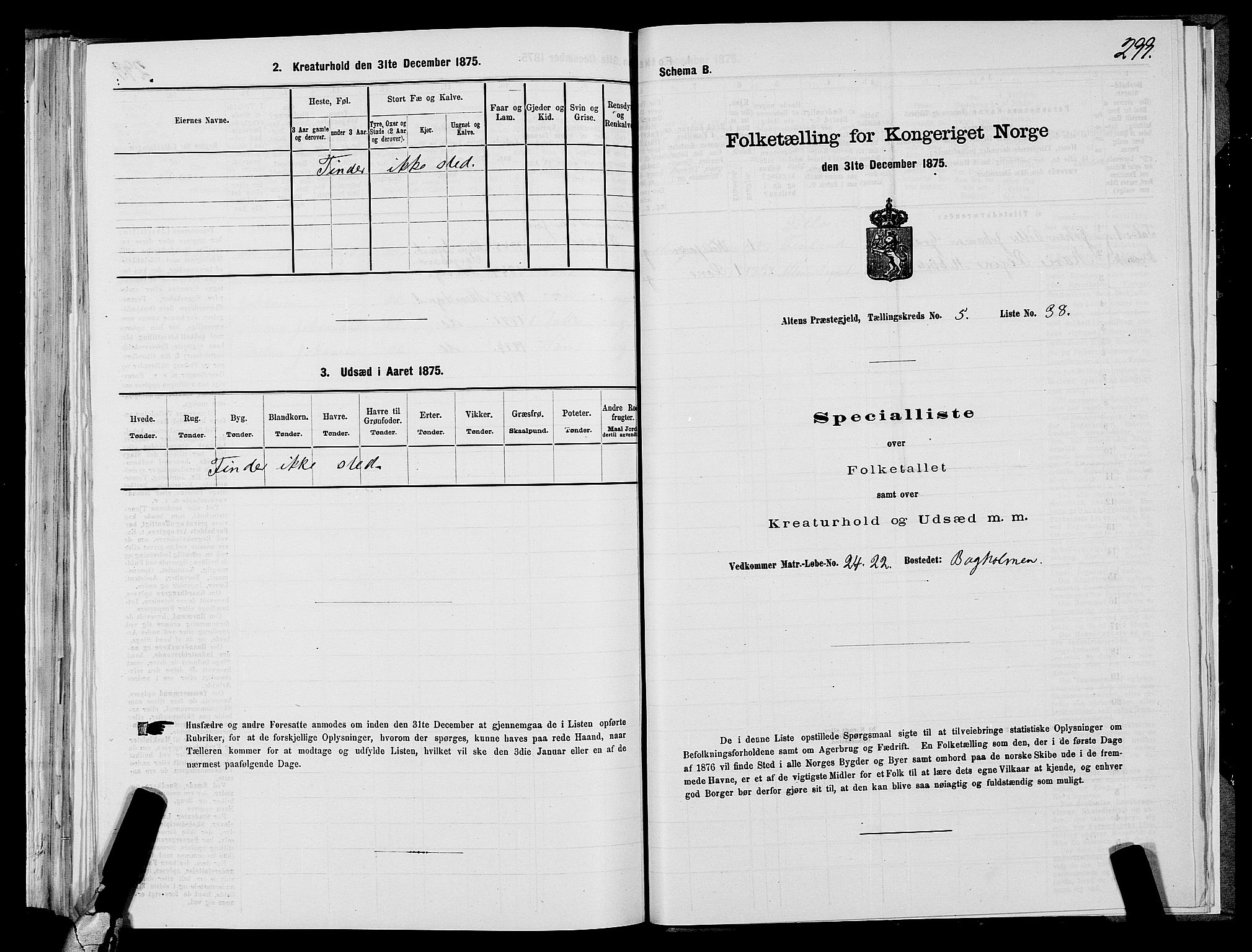 SATØ, 1875 census for 2012P Alta, 1875, p. 2299