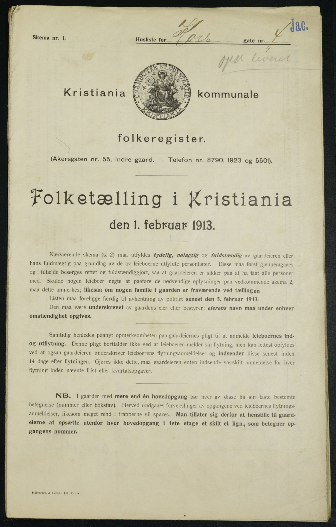 OBA, Municipal Census 1913 for Kristiania, 1913, p. 53139