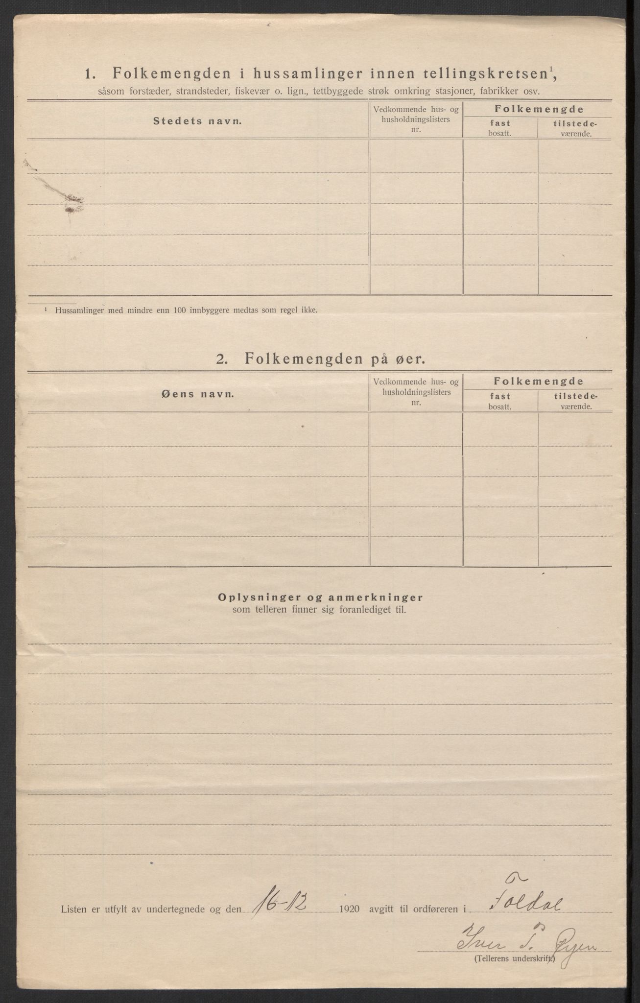 SAH, 1920 census for Folldal, 1920, p. 38