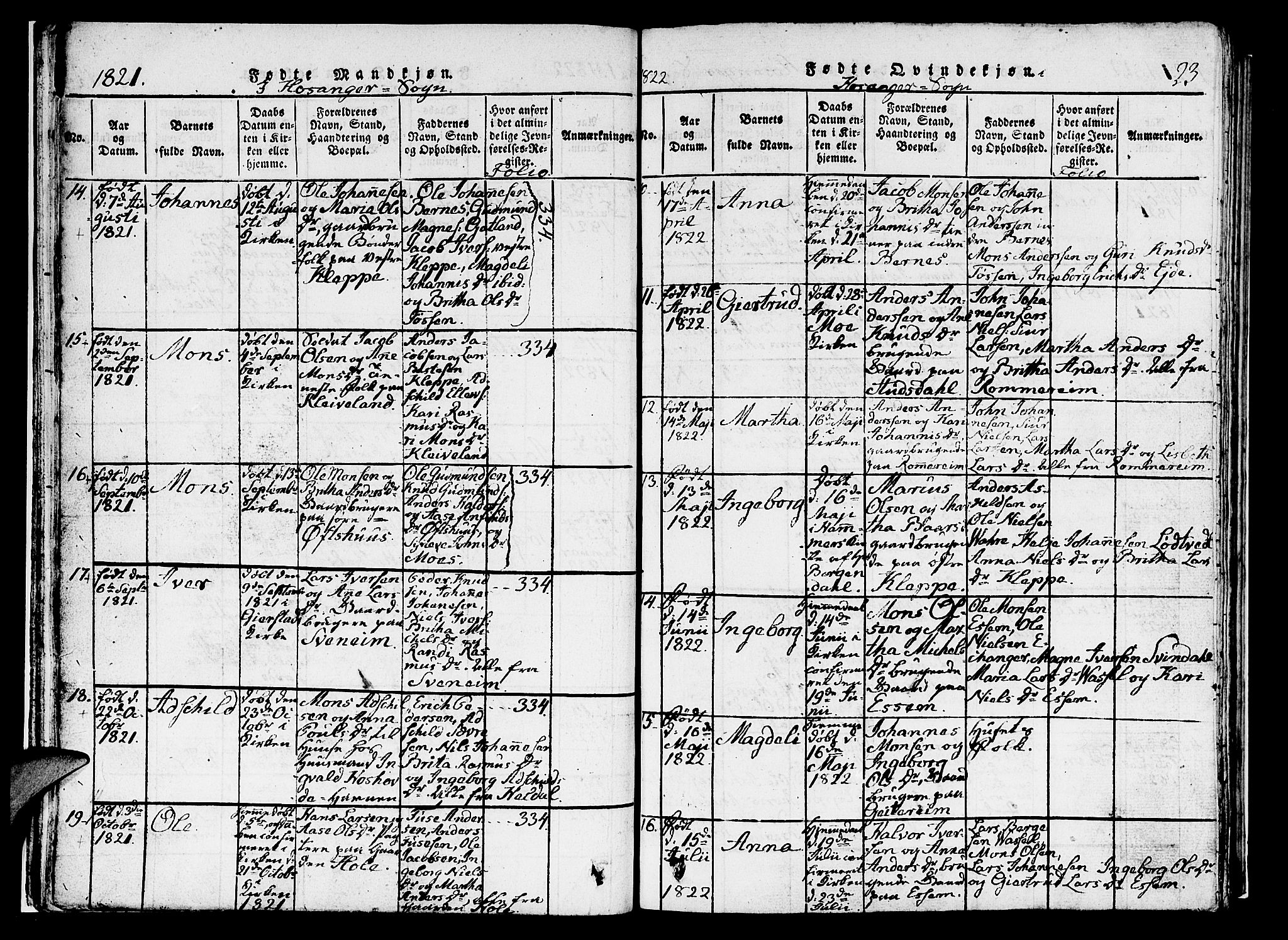 Hosanger sokneprestembete, AV/SAB-A-75801/H/Haa: Parish register (official) no. A 5, 1815-1824, p. 23