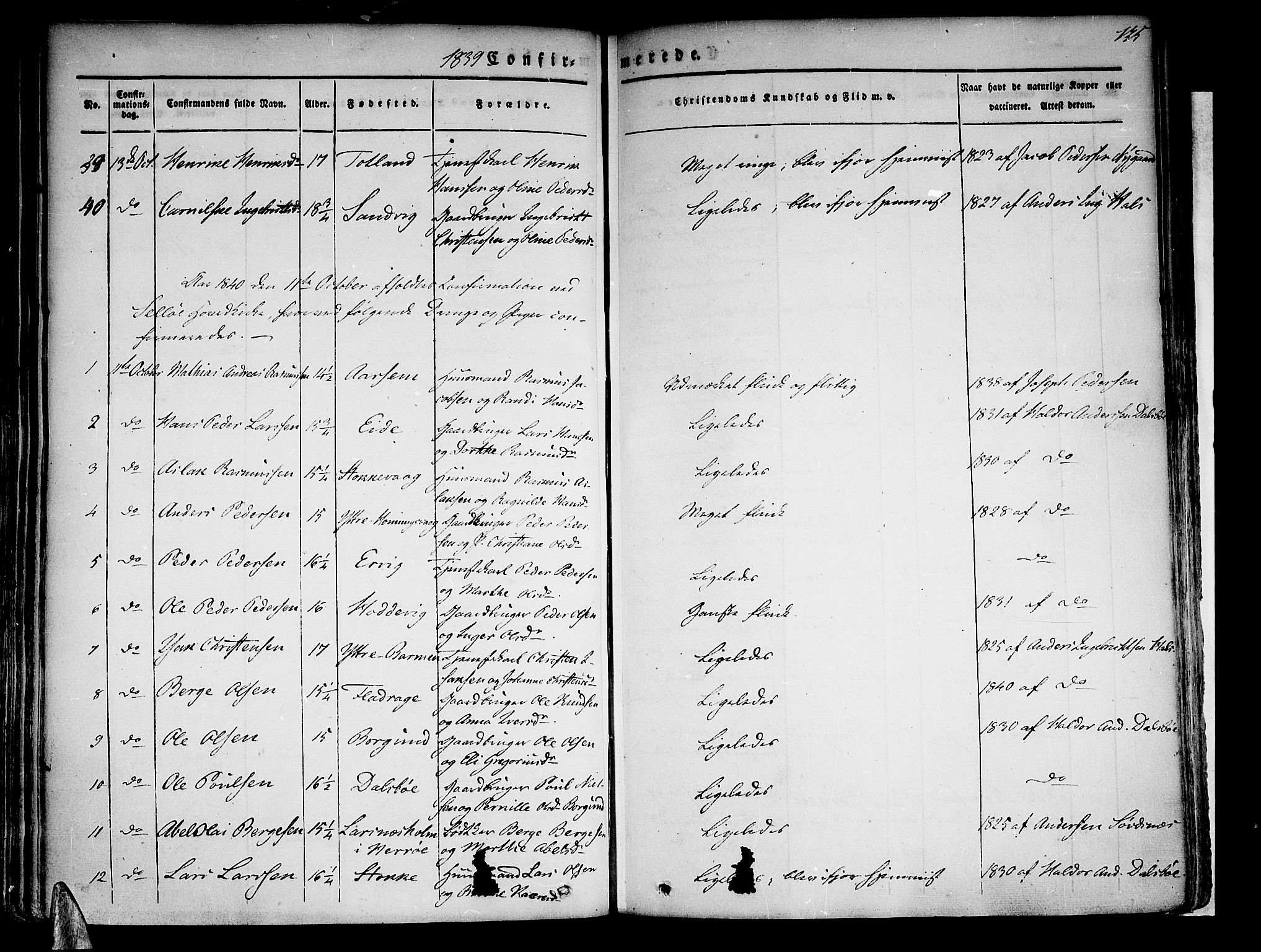 Selje sokneprestembete, AV/SAB-A-99938/H/Ha/Haa/Haaa: Parish register (official) no. A 9, 1829-1844, p. 135