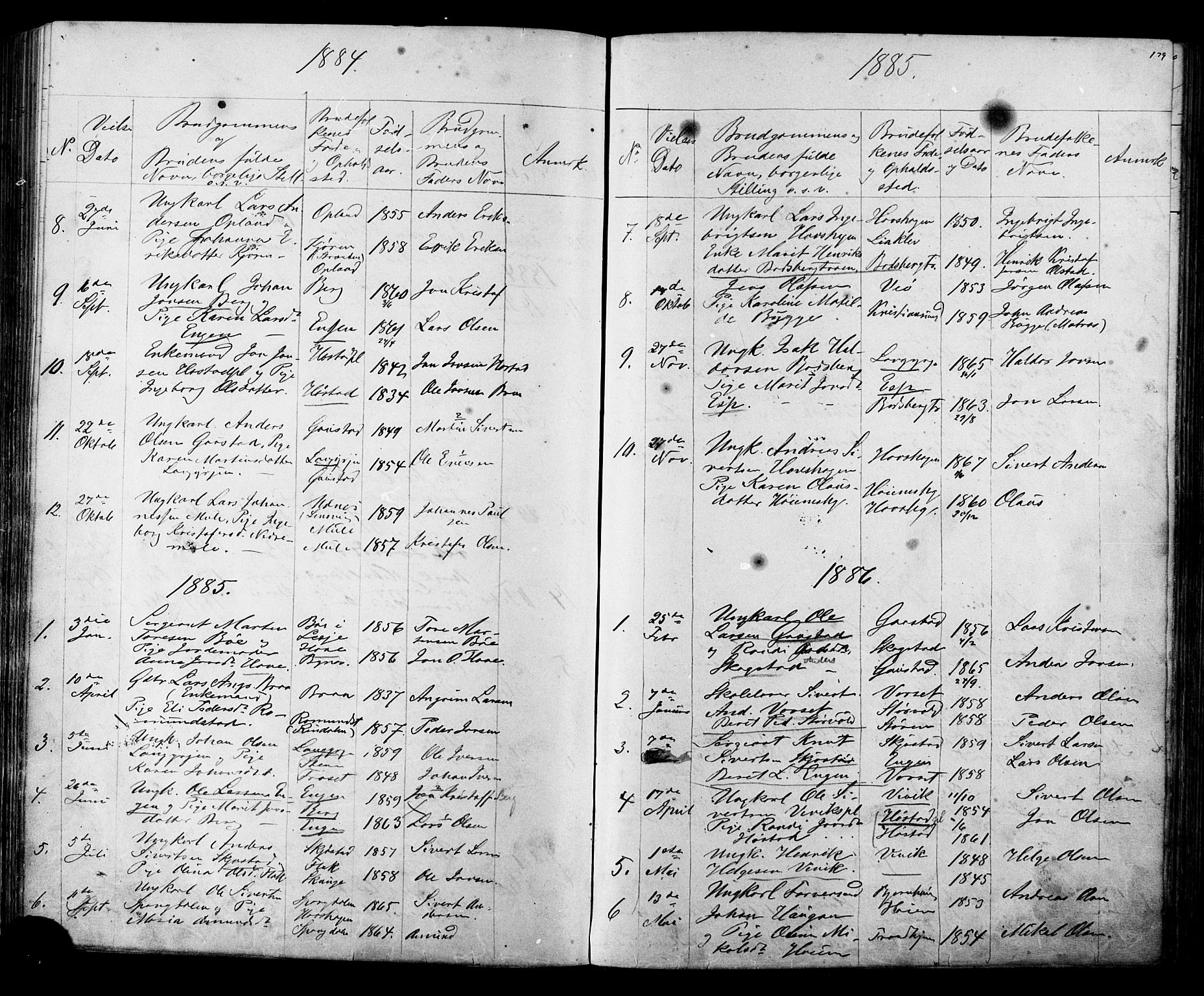 Ministerialprotokoller, klokkerbøker og fødselsregistre - Sør-Trøndelag, AV/SAT-A-1456/612/L0387: Parish register (copy) no. 612C03, 1874-1908, p. 179
