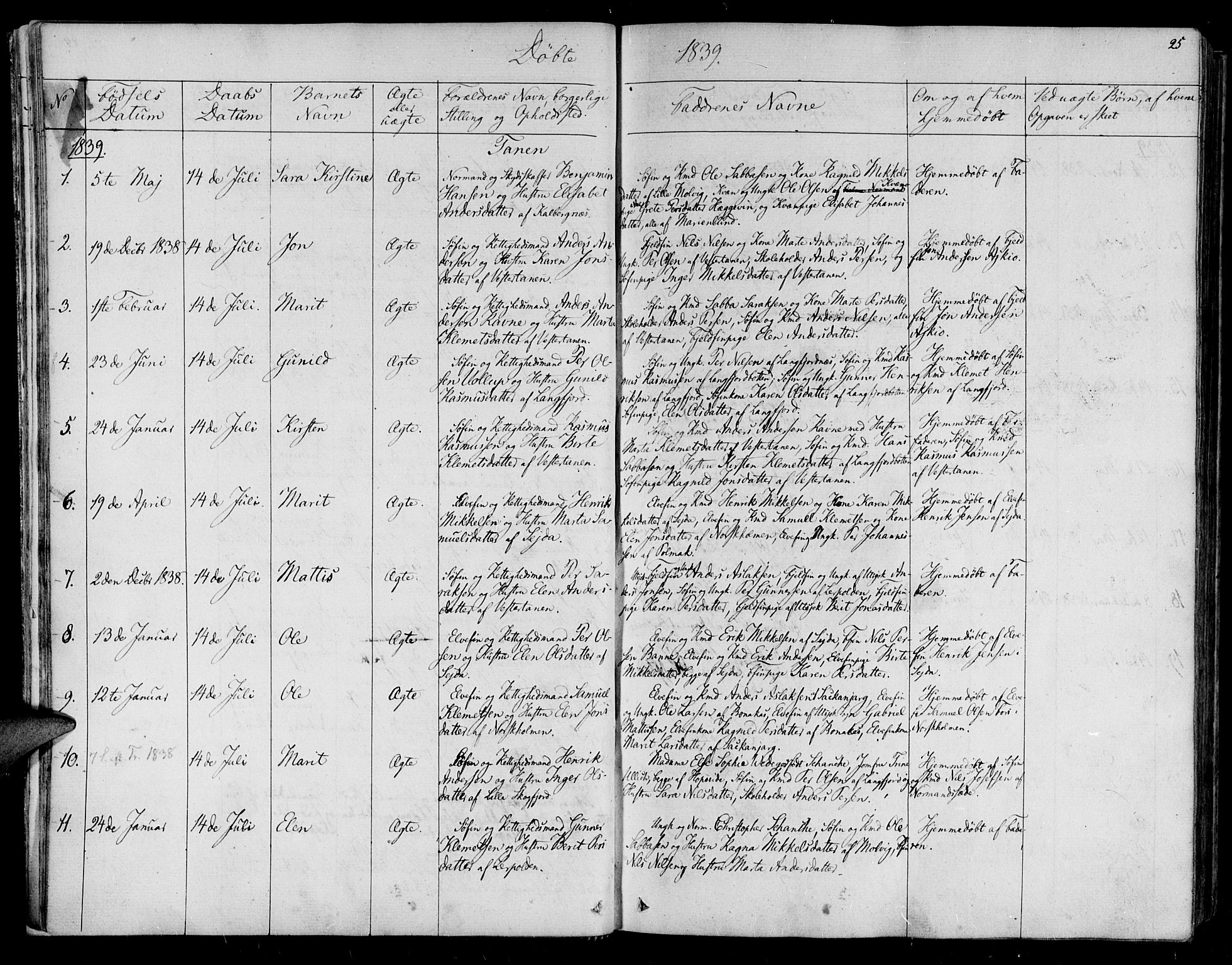 Lebesby sokneprestkontor, SATØ/S-1353/H/Ha/L0003kirke: Parish register (official) no. 3, 1833-1852, p. 25