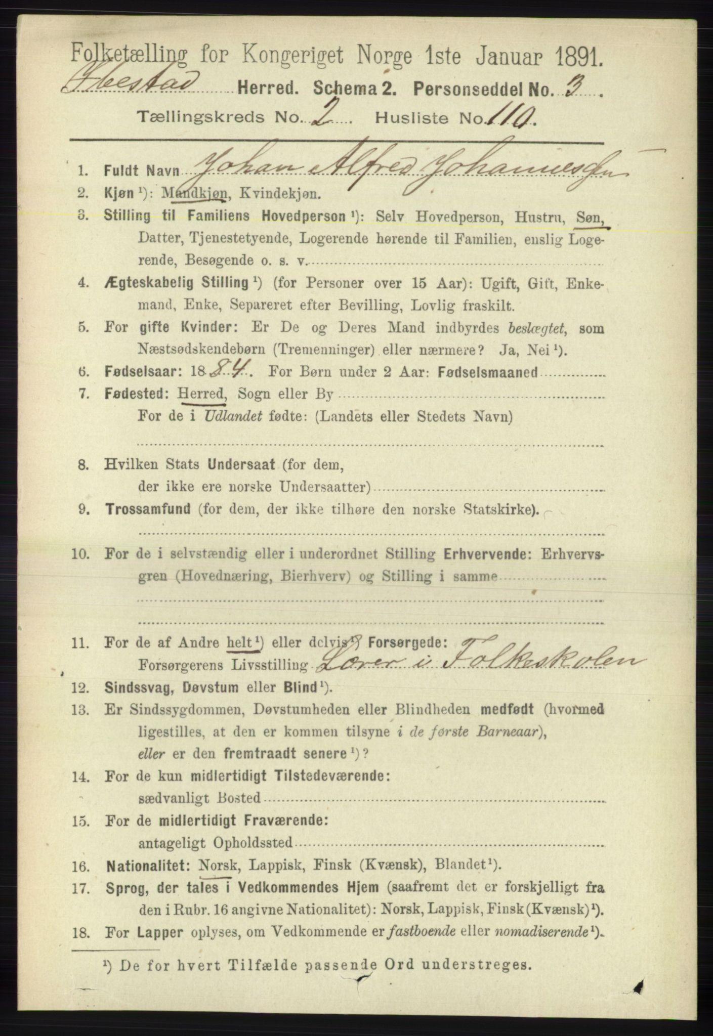 RA, 1891 census for 1917 Ibestad, 1891, p. 1540