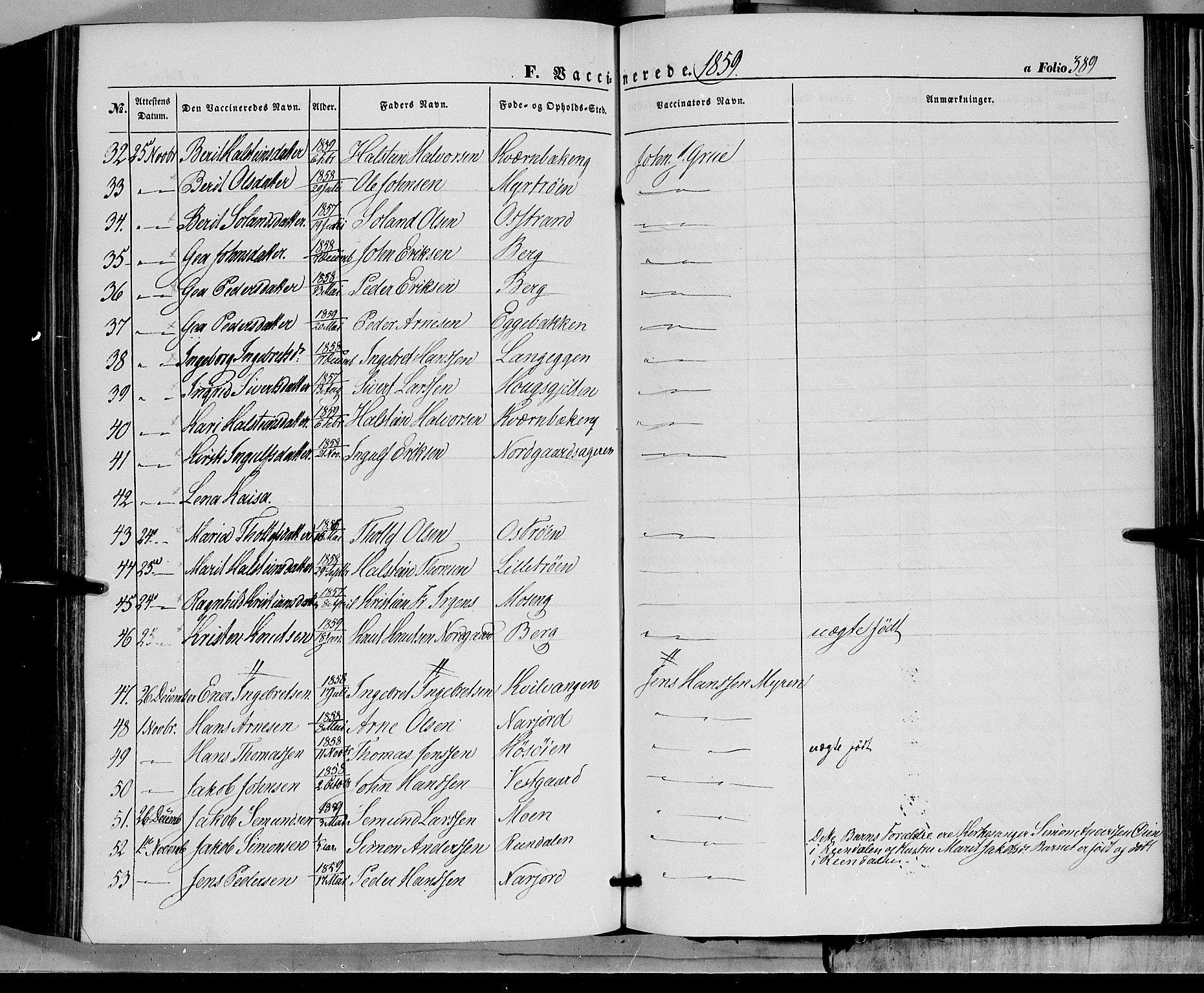 Tolga prestekontor, AV/SAH-PREST-062/K/L0006: Parish register (official) no. 6, 1852-1876, p. 389