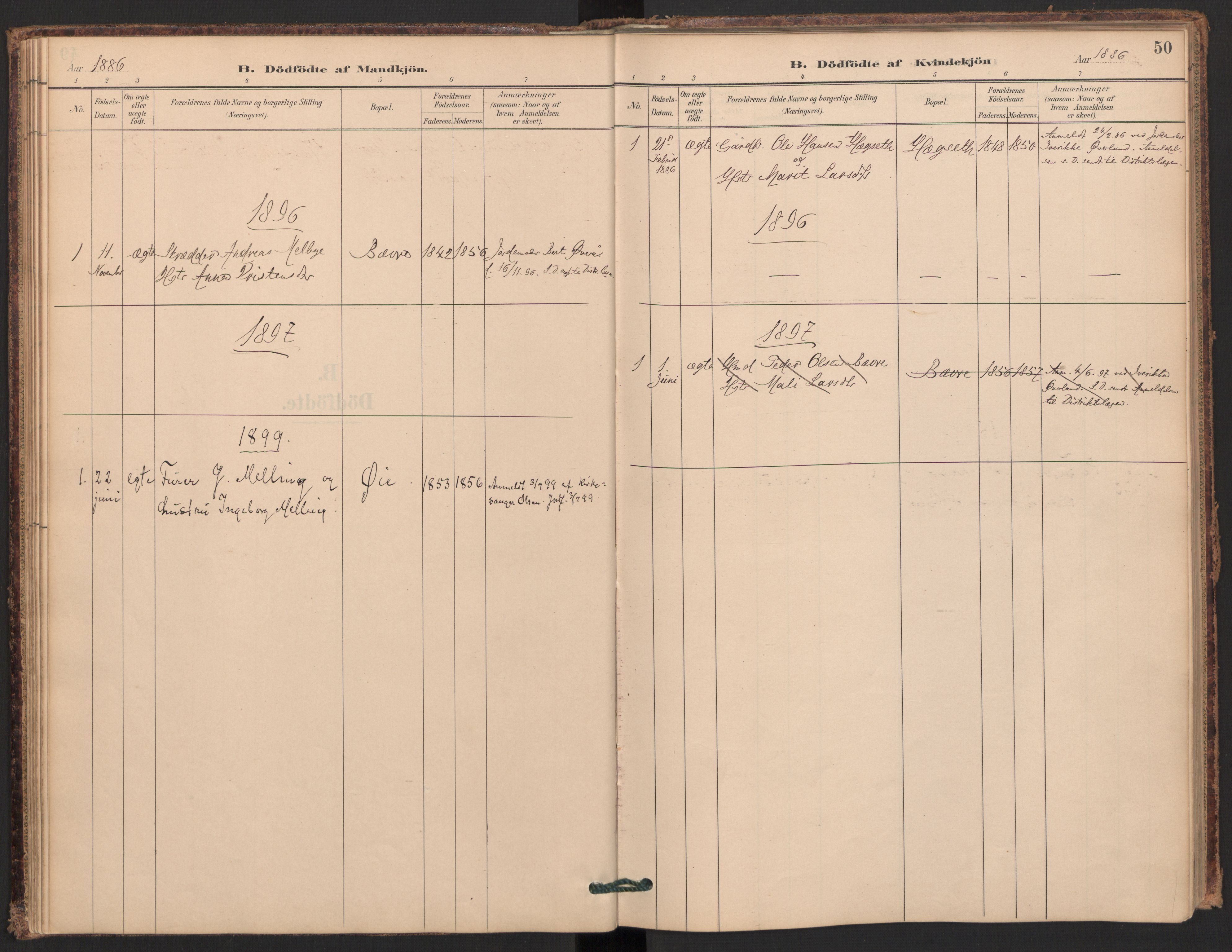 Ministerialprotokoller, klokkerbøker og fødselsregistre - Møre og Romsdal, SAT/A-1454/595/L1047: Parish register (official) no. 595A09, 1885-1900, p. 50