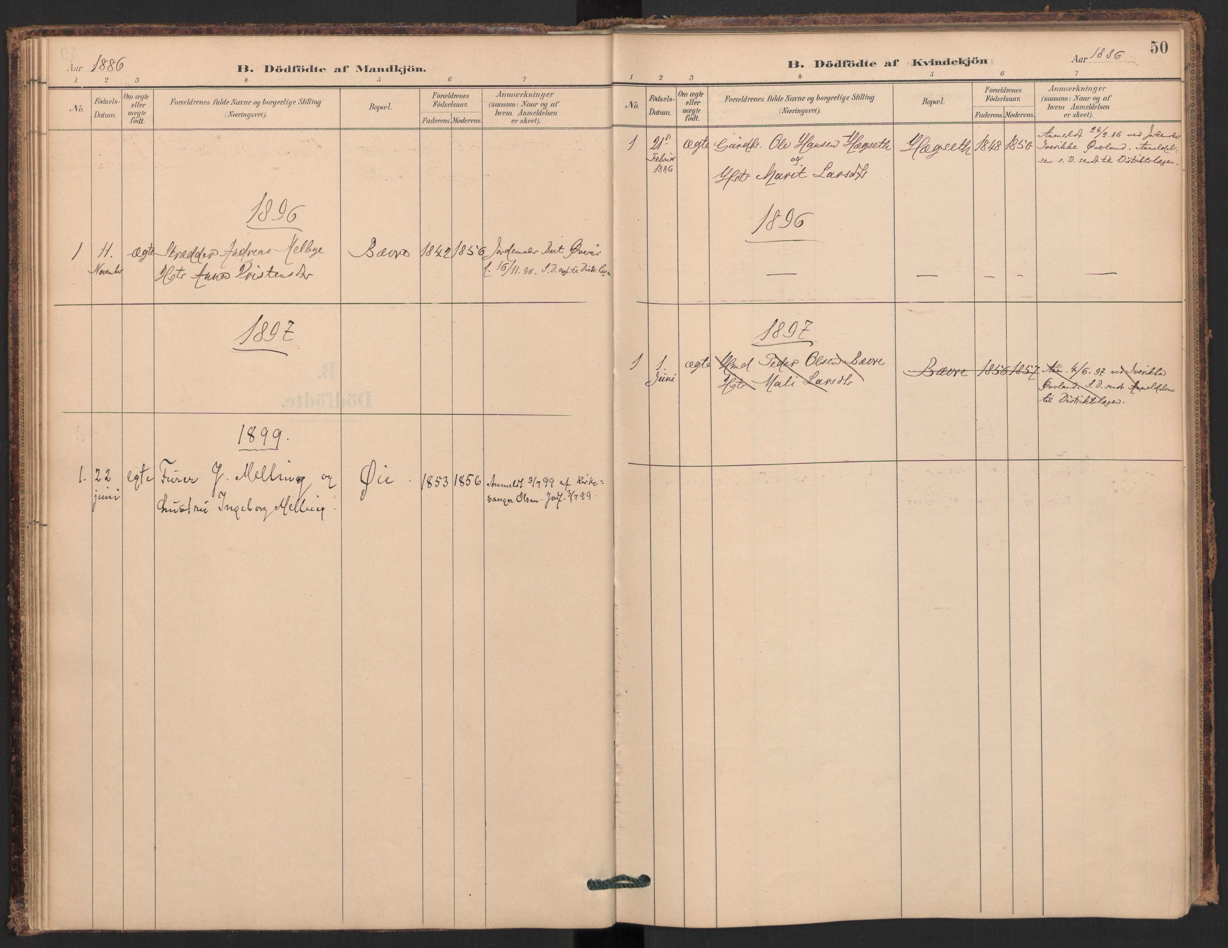 Ministerialprotokoller, klokkerbøker og fødselsregistre - Møre og Romsdal, AV/SAT-A-1454/595/L1047: Parish register (official) no. 595A09, 1885-1900, p. 50