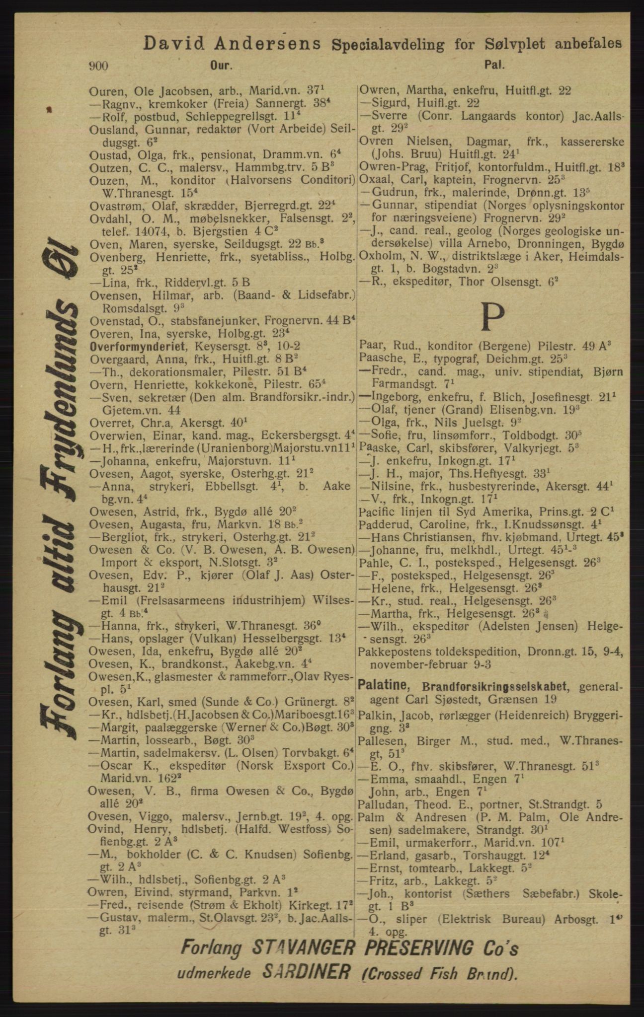 Kristiania/Oslo adressebok, PUBL/-, 1913, p. 912