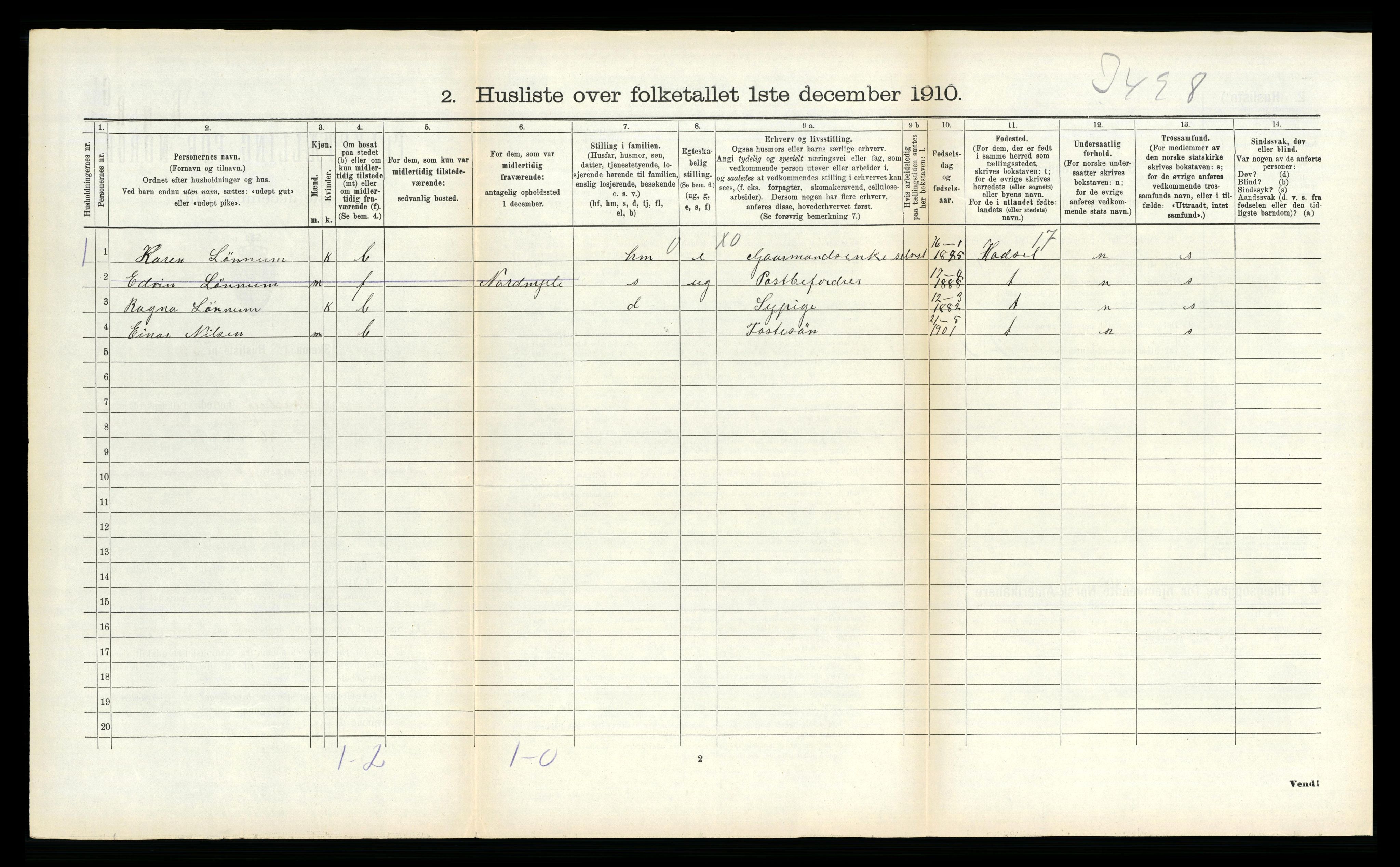 RA, 1910 census for Dverberg, 1910, p. 793