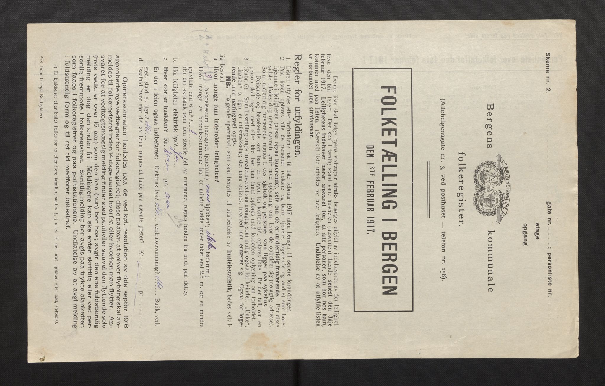 SAB, Municipal Census 1917 for Bergen, 1917, p. 7142