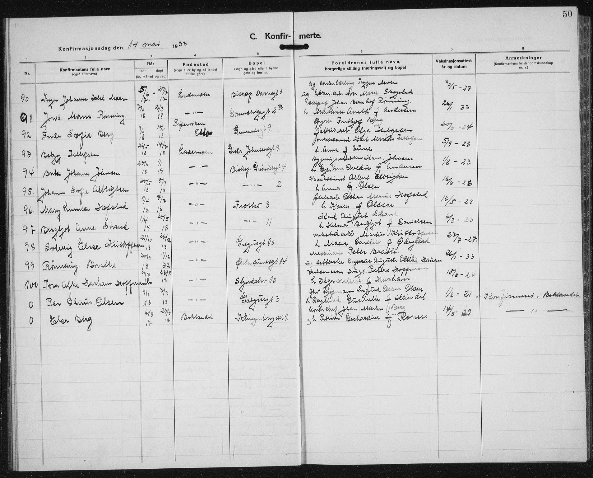 Ministerialprotokoller, klokkerbøker og fødselsregistre - Sør-Trøndelag, AV/SAT-A-1456/605/L0262: Parish register (copy) no. 605C09, 1930-1933, p. 50