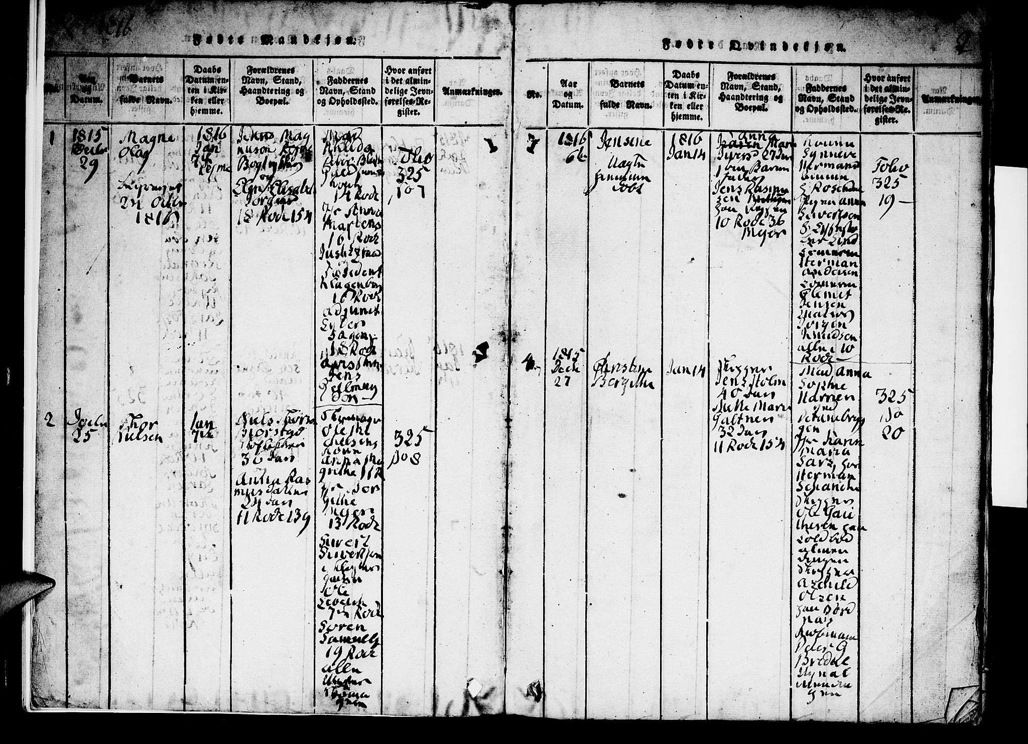 Domkirken sokneprestembete, SAB/A-74801/H/Hab/L0001: Parish register (copy) no. A 1, 1816-1821, p. 2
