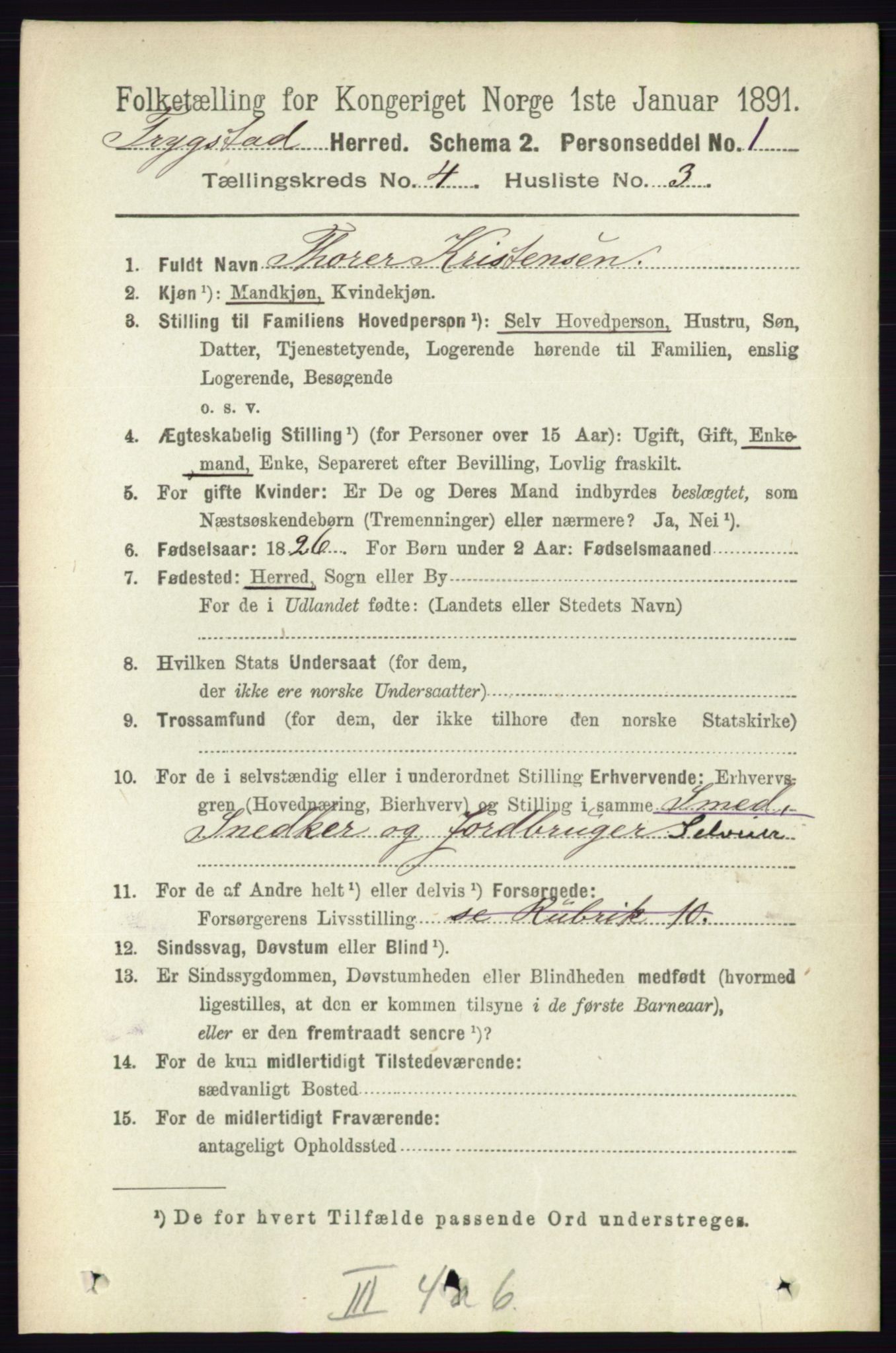 RA, 1891 Census for 0122 Trøgstad, 1891, p. 1588