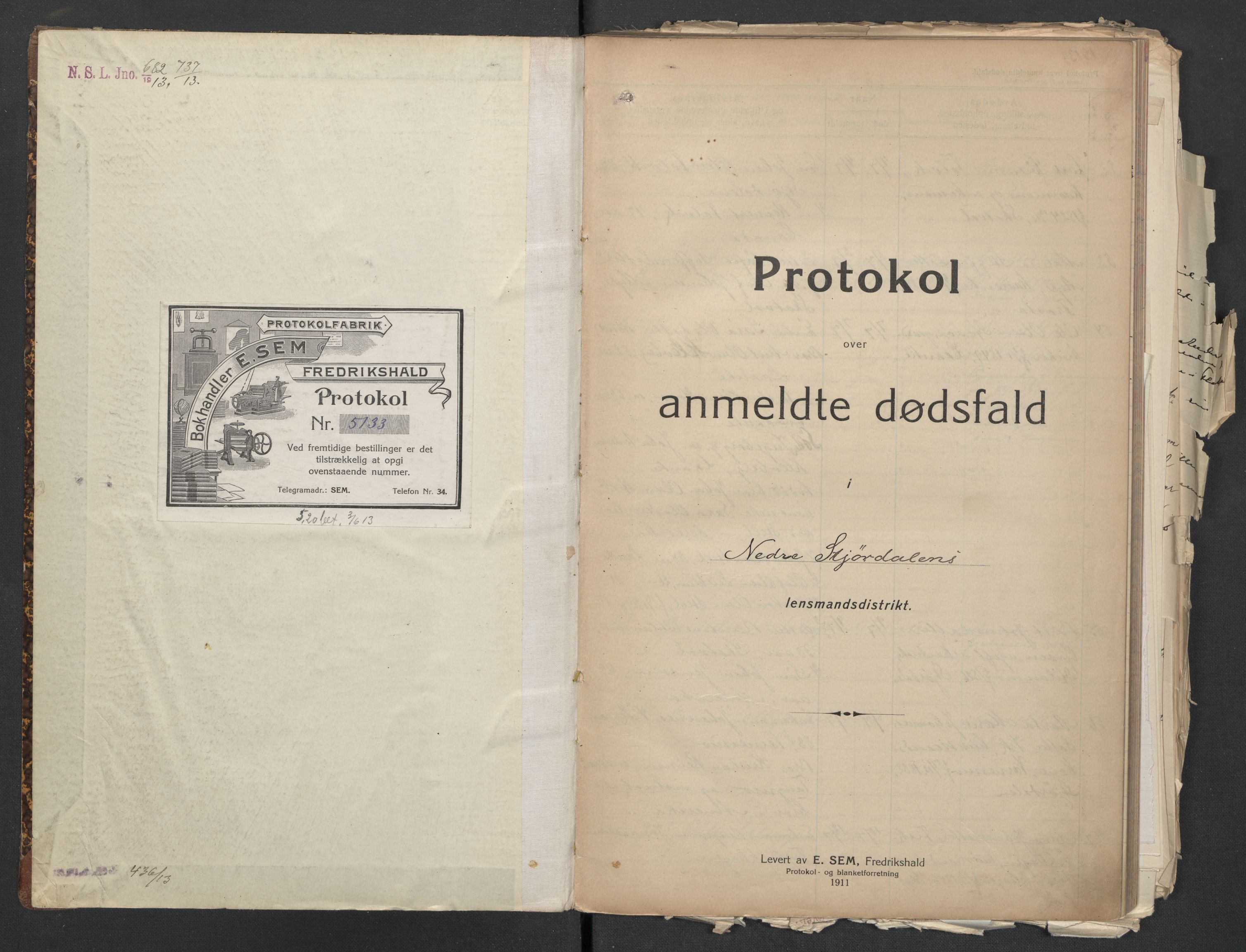 Nedre Stjørdal lensmannskontor, SAT/A-1044/02/L0003: 2.01.03 Dødsfallsprotokoller, 1913-1917