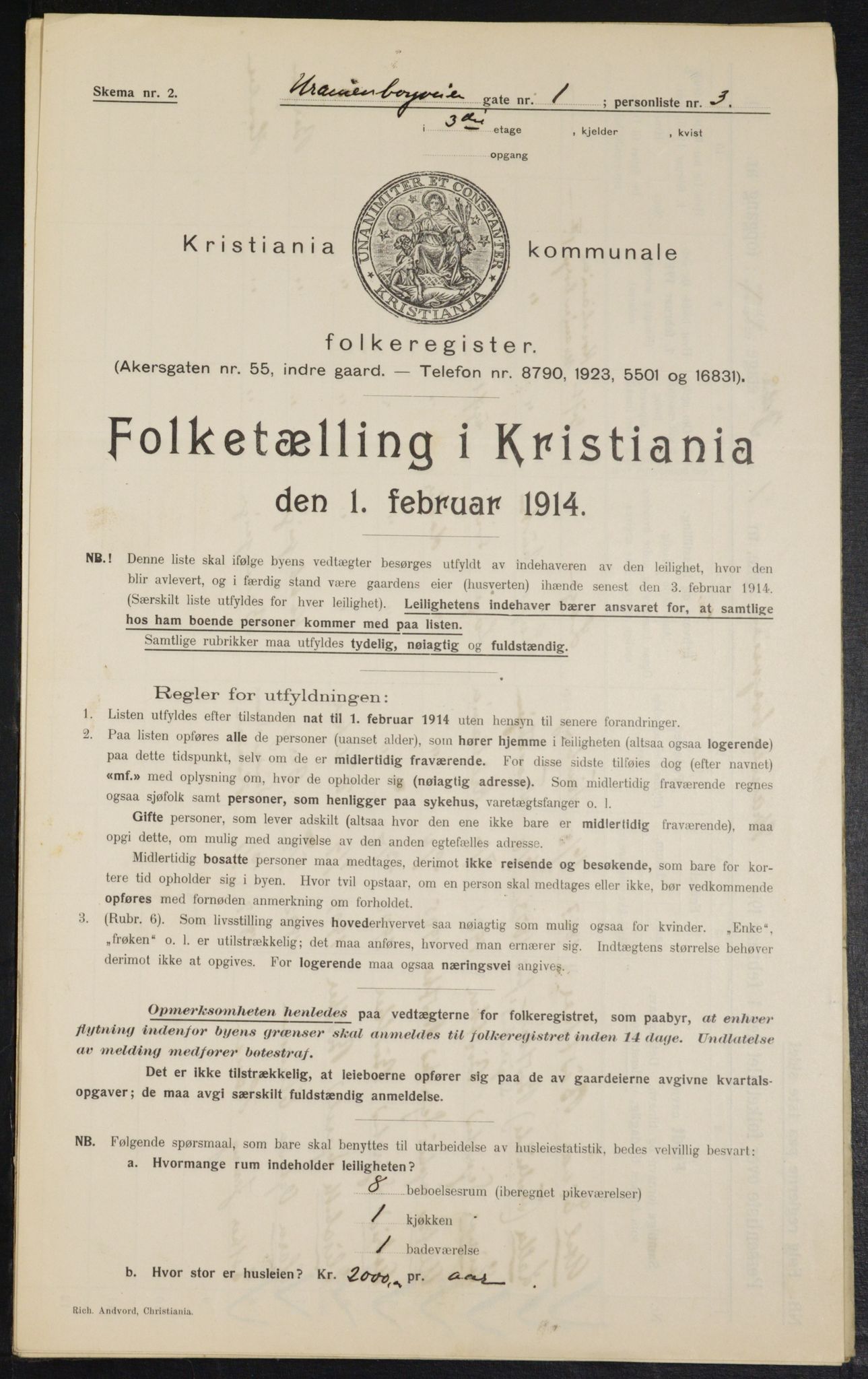 OBA, Municipal Census 1914 for Kristiania, 1914, p. 121370