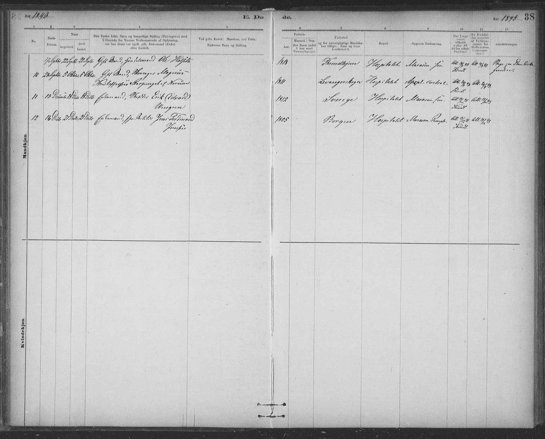 Ministerialprotokoller, klokkerbøker og fødselsregistre - Sør-Trøndelag, SAT/A-1456/623/L0470: Parish register (official) no. 623A04, 1884-1938, p. 38