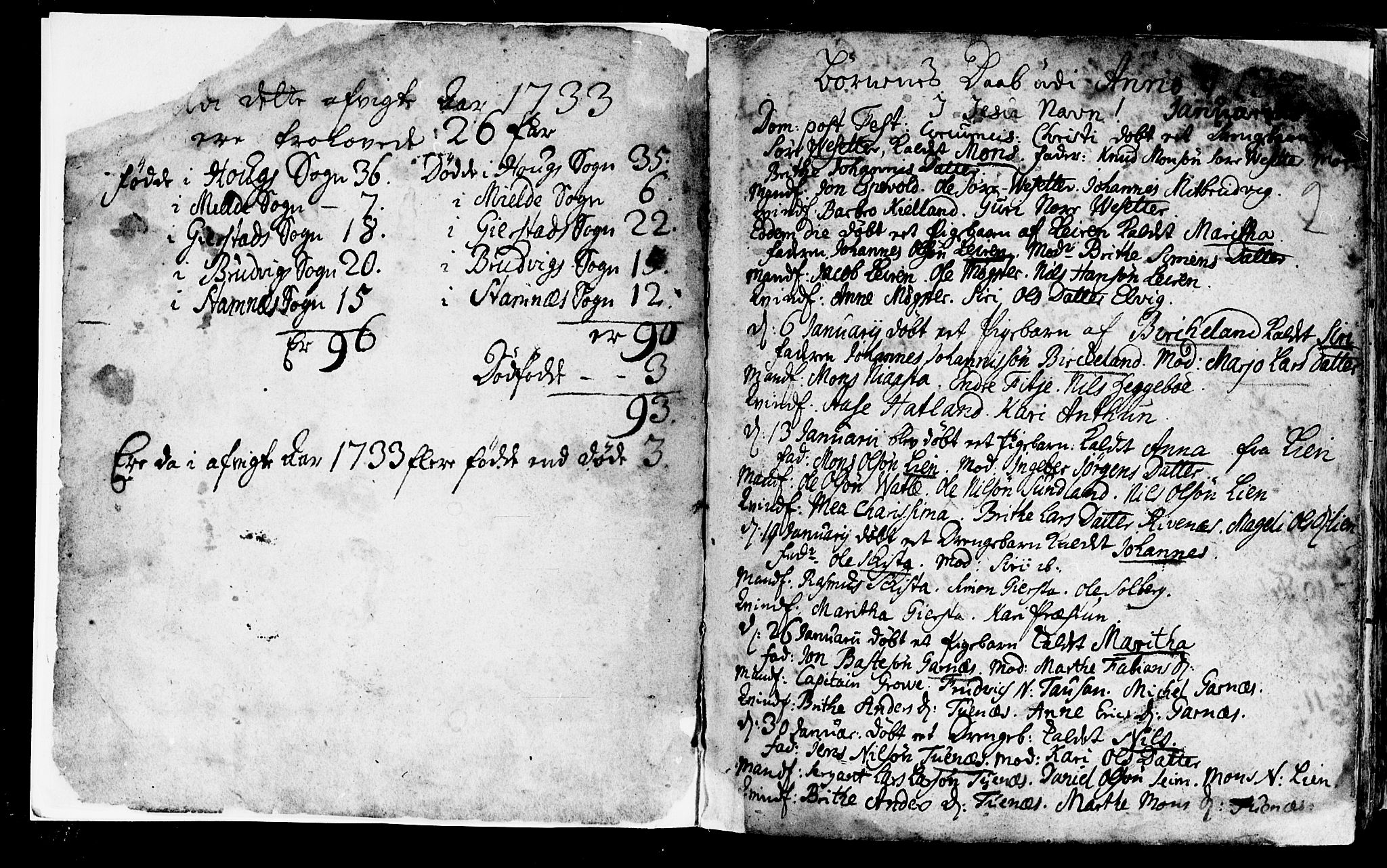 Haus sokneprestembete, AV/SAB-A-75601/H/Haa: Parish register (official) no. A 5, 1733-1747, p. 2