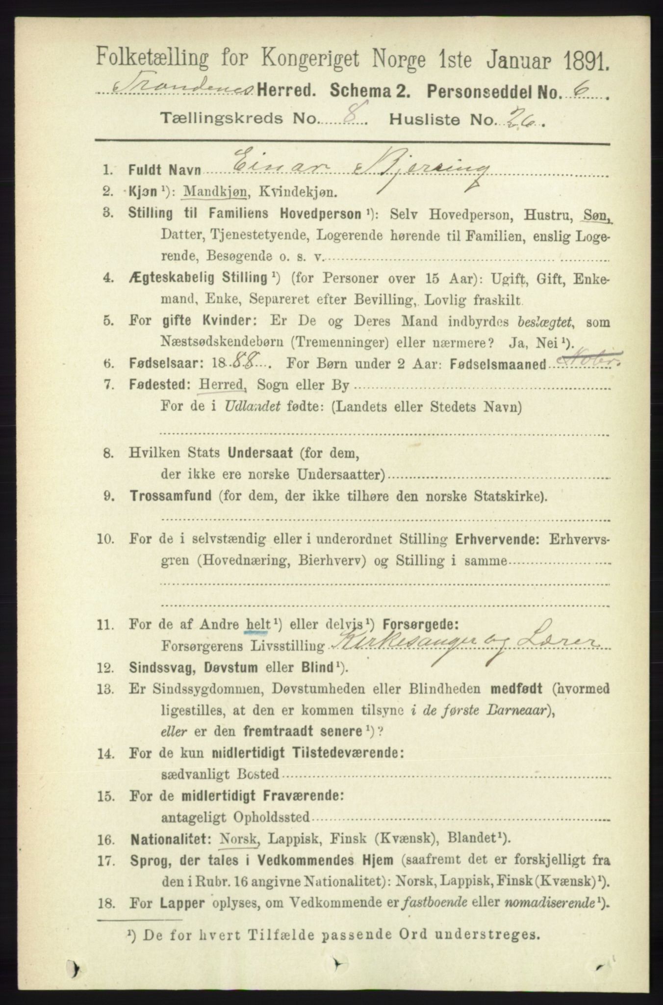 RA, 1891 census for 1914 Trondenes, 1891, p. 5943