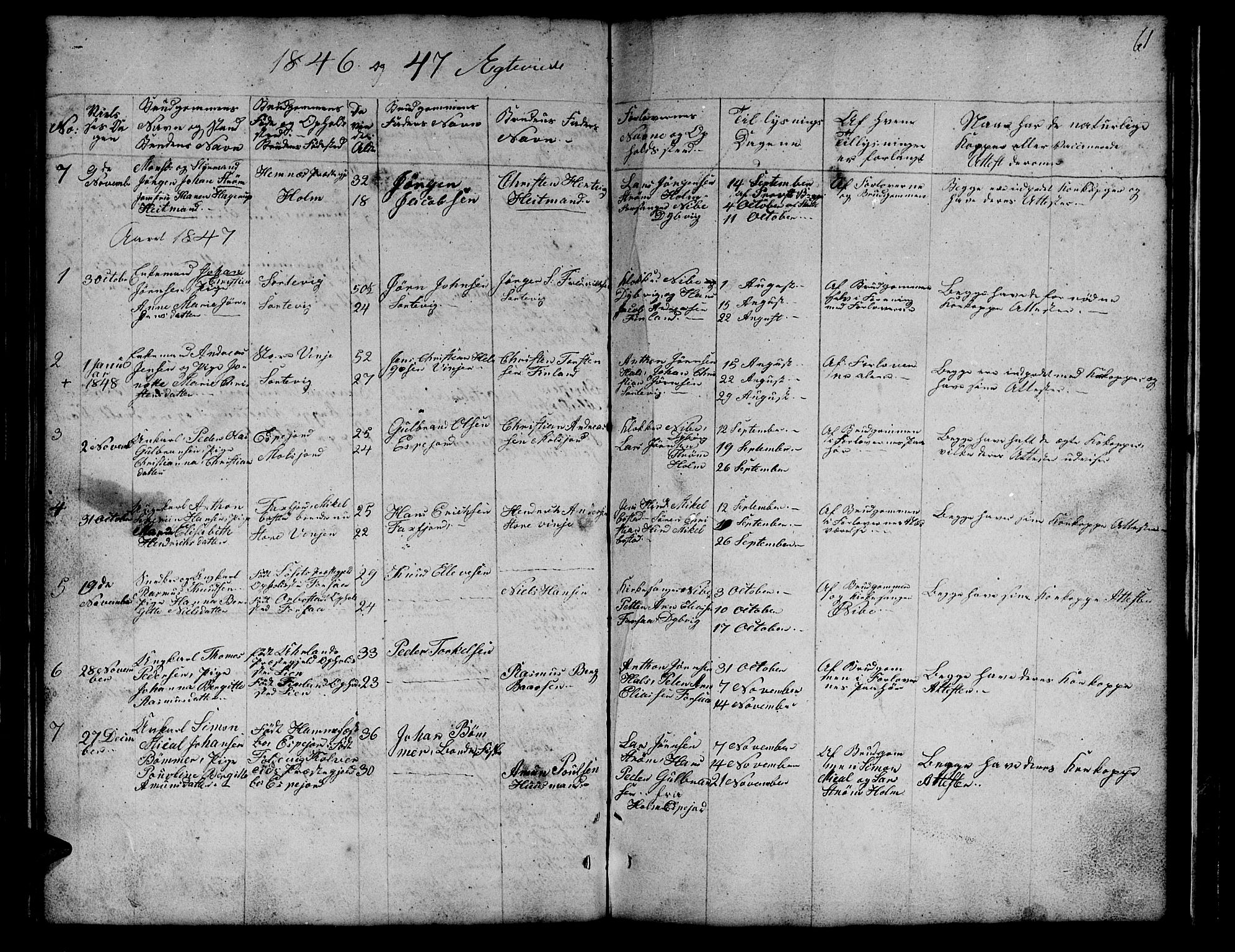 Tranøy sokneprestkontor, SATØ/S-1313/I/Ia/Iab/L0011klokker: Parish register (copy) no. 11, 1845-1859, p. 61
