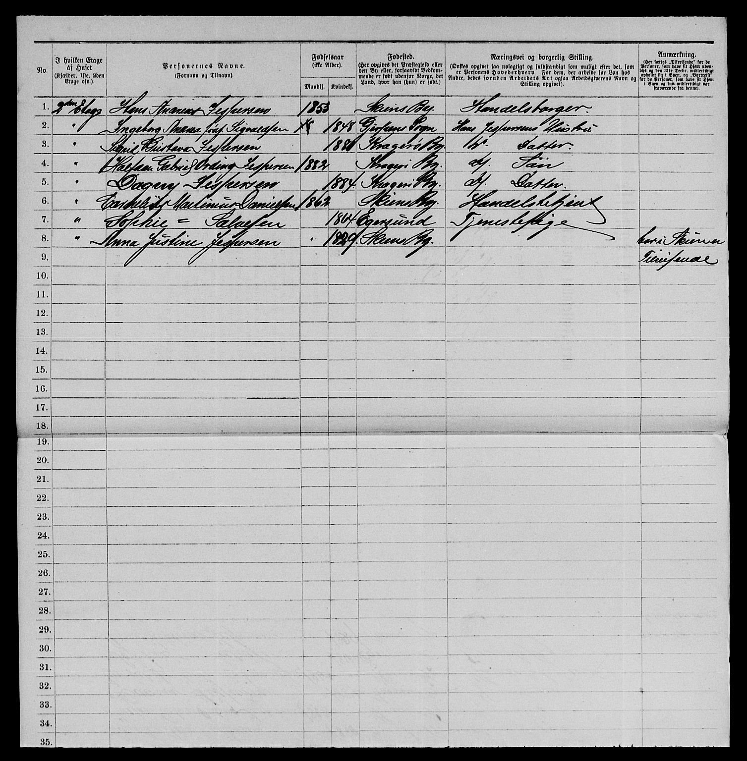 SAKO, 1885 census for 0801 Kragerø, 1885, p. 1311