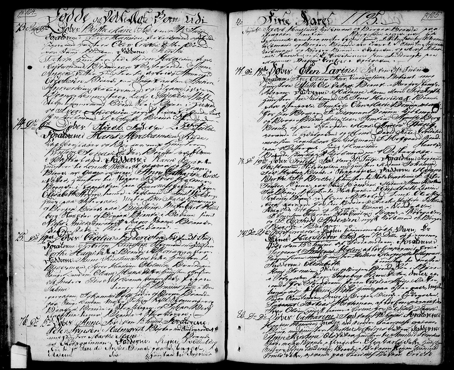 Halden prestekontor Kirkebøker, SAO/A-10909/F/Fa/L0002: Parish register (official) no. I 2, 1792-1812, p. 104-105