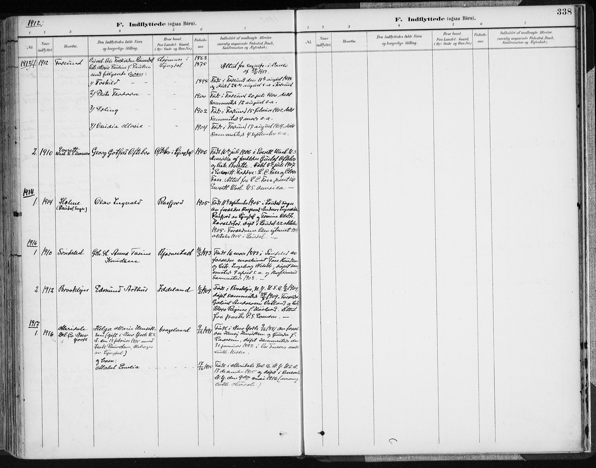 Lyngdal sokneprestkontor, AV/SAK-1111-0029/F/Fa/Fac/L0012: Parish register (official) no. A 12, 1894-1918, p. 338