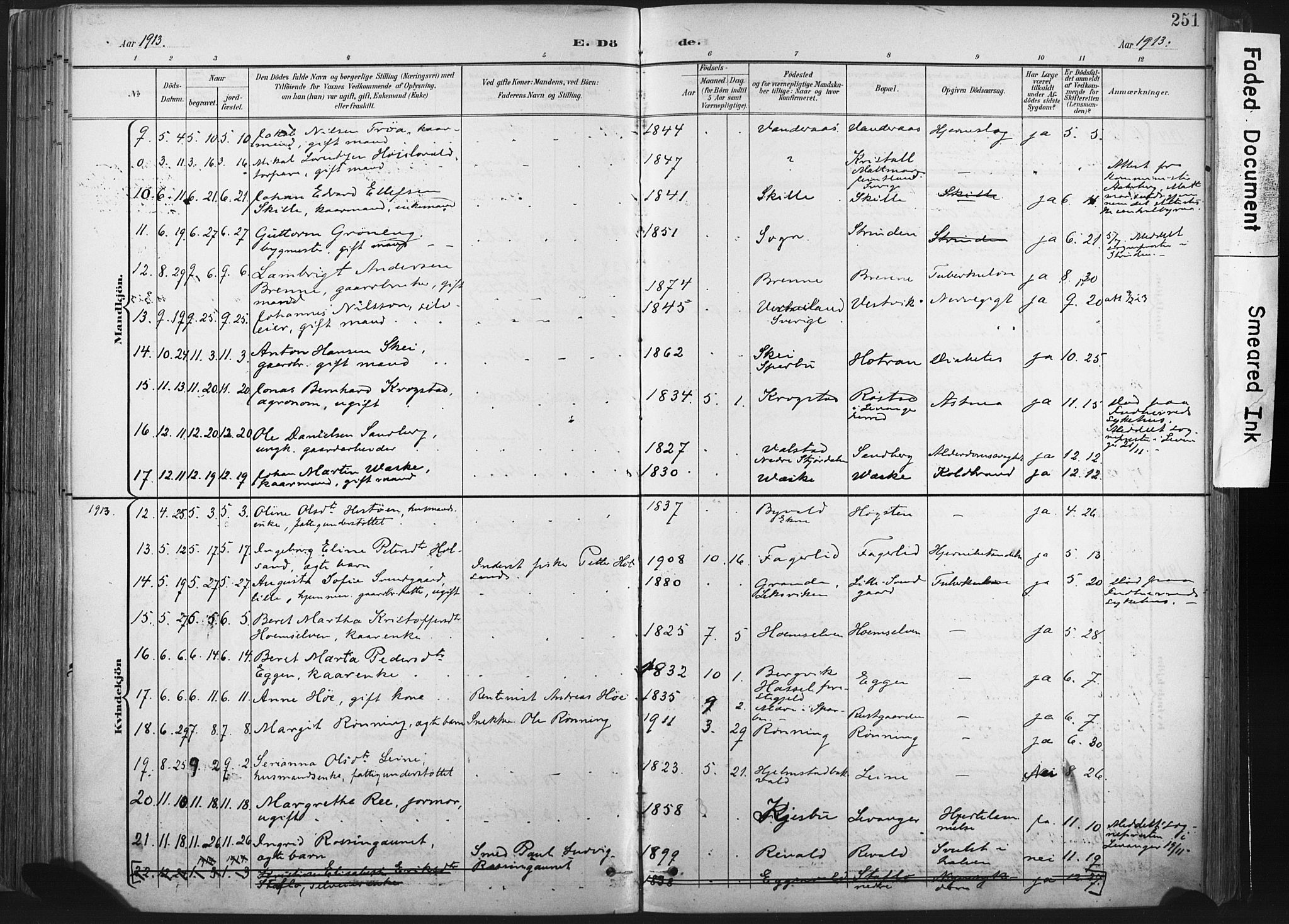 Ministerialprotokoller, klokkerbøker og fødselsregistre - Nord-Trøndelag, SAT/A-1458/717/L0162: Parish register (official) no. 717A12, 1898-1923, p. 251