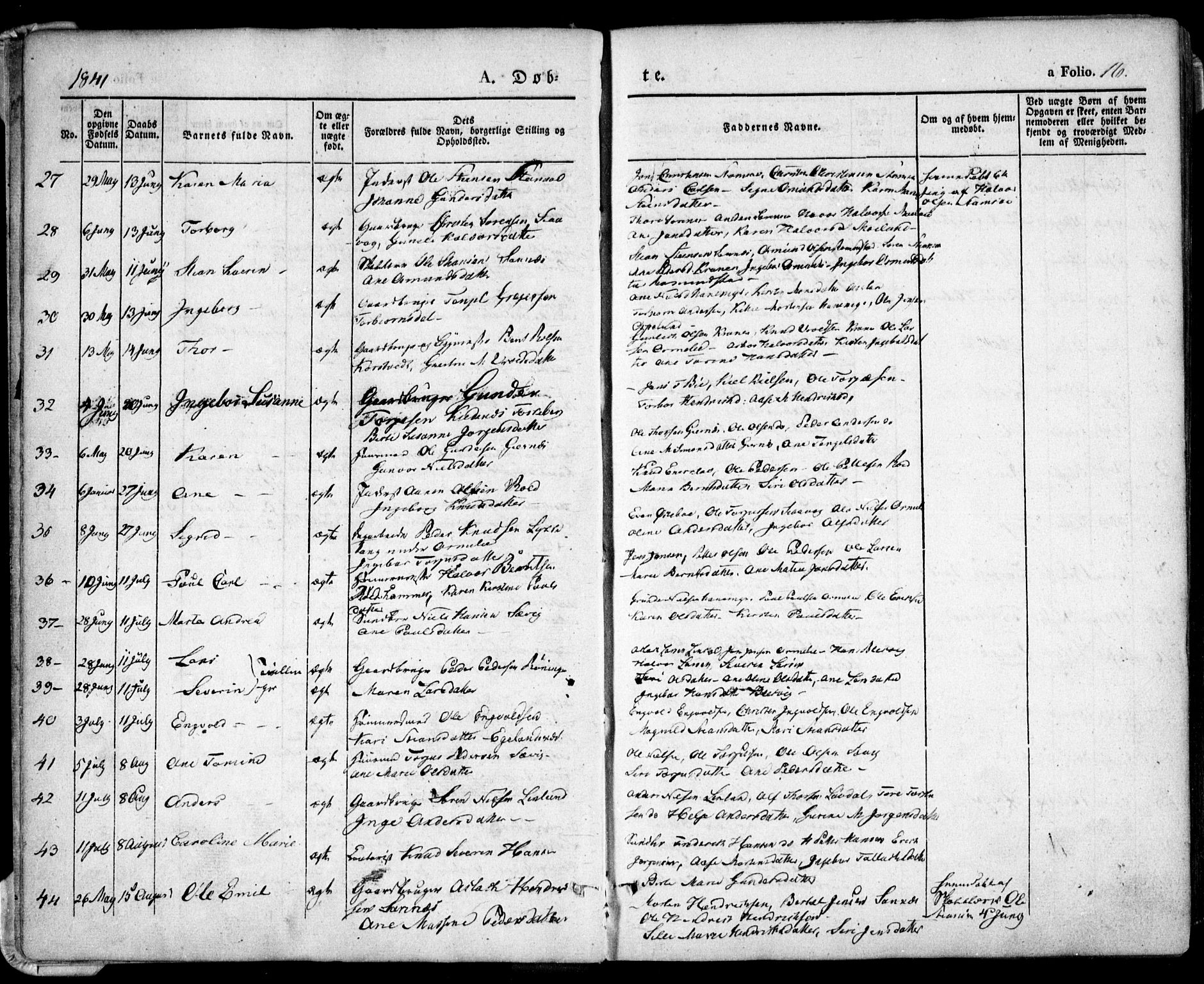 Søndeled sokneprestkontor, AV/SAK-1111-0038/F/Fa/L0002: Parish register (official) no. A 2, 1839-1860, p. 16
