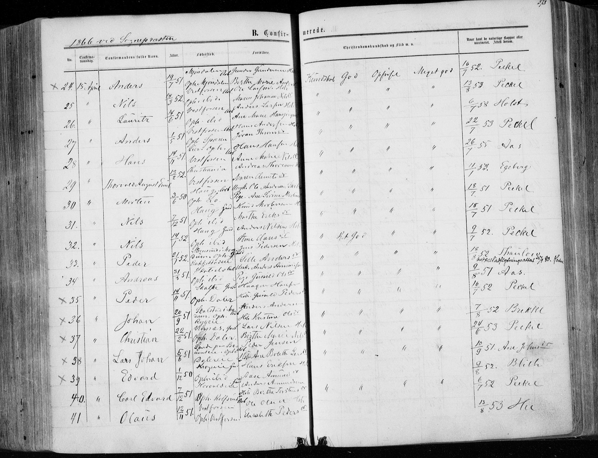 Eiker kirkebøker, SAKO/A-4/F/Fa/L0016: Parish register (official) no. I 16, 1860-1868, p. 378