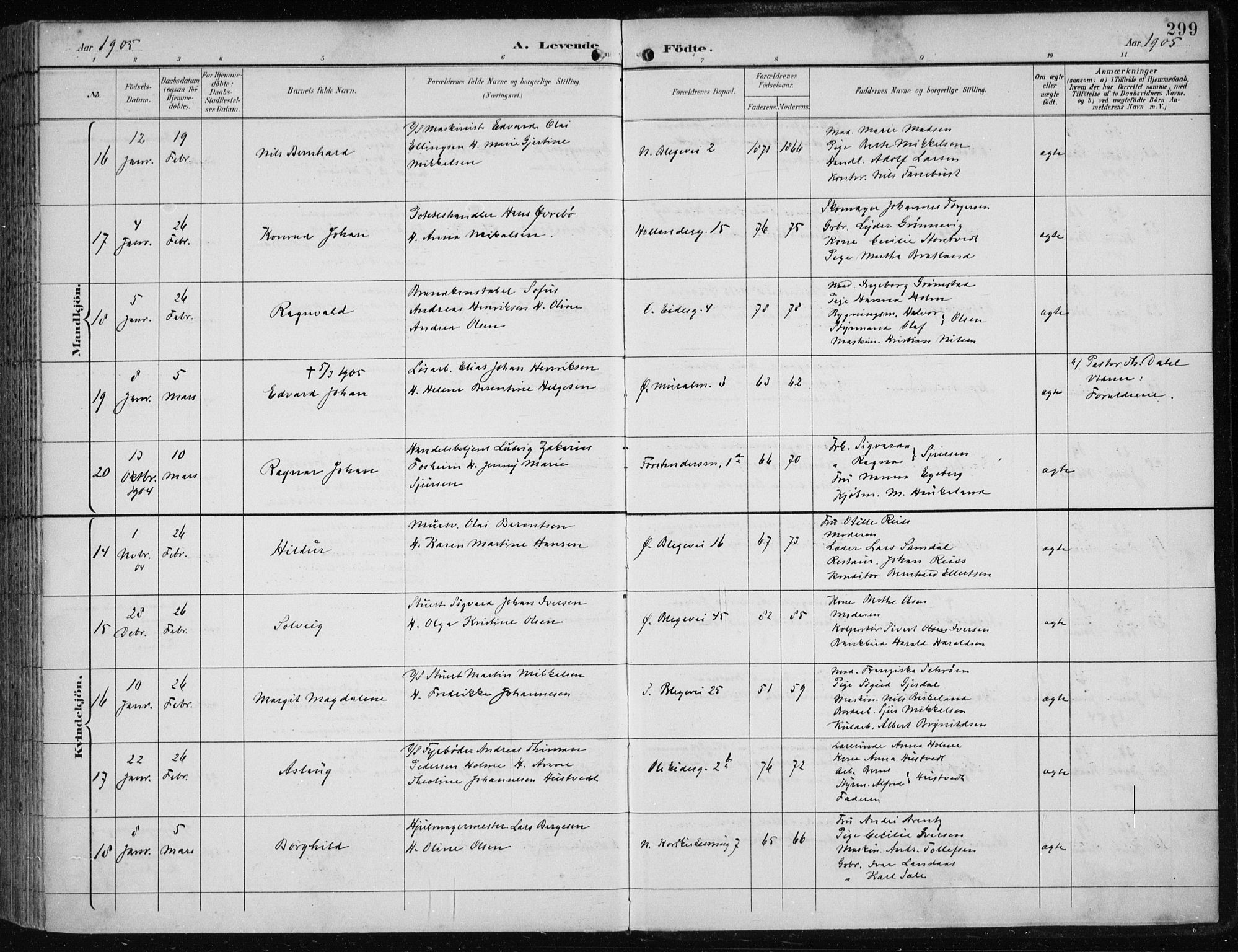 Korskirken sokneprestembete, AV/SAB-A-76101/H/Hab: Parish register (copy) no. B 10, 1896-1905, p. 299