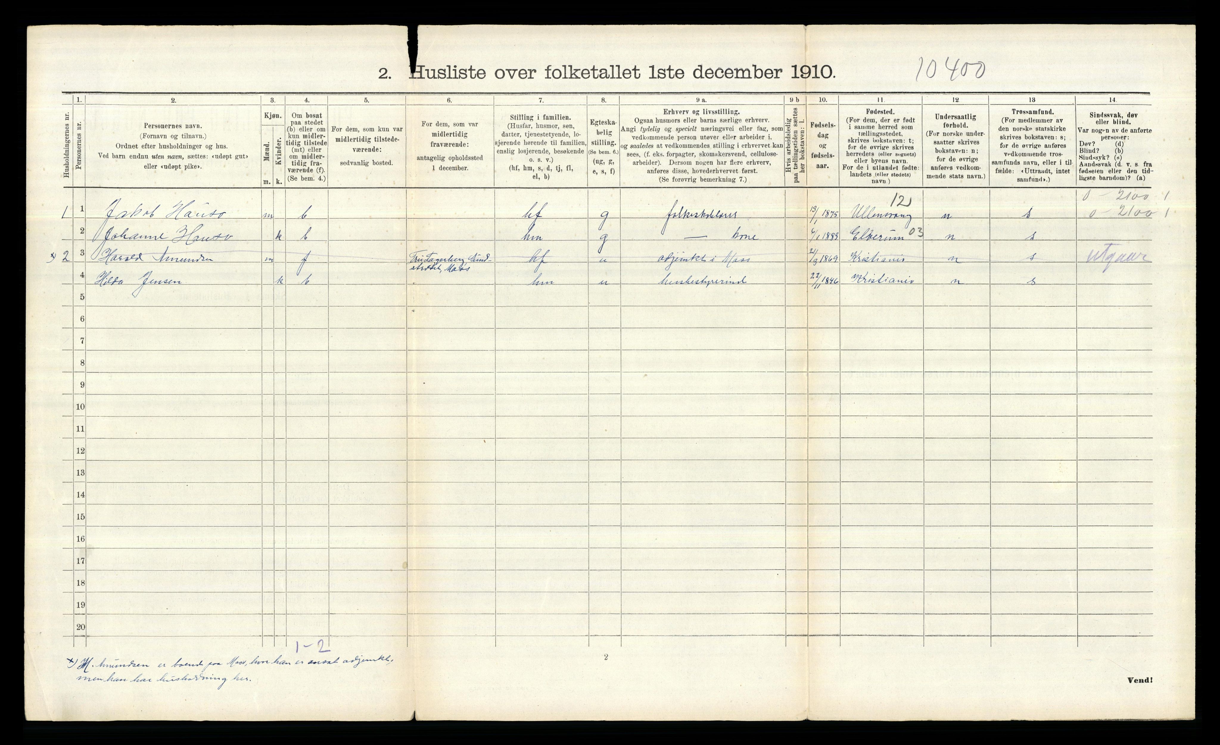 RA, 1910 census for Bærum, 1910, p. 2548