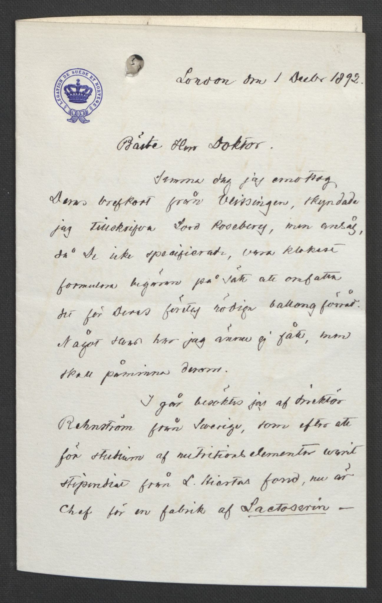 Arbeidskomitéen for Fridtjof Nansens polarekspedisjon, AV/RA-PA-0061/D/L0004: Innk. brev og telegrammer vedr. proviant og utrustning, 1892-1893, p. 591