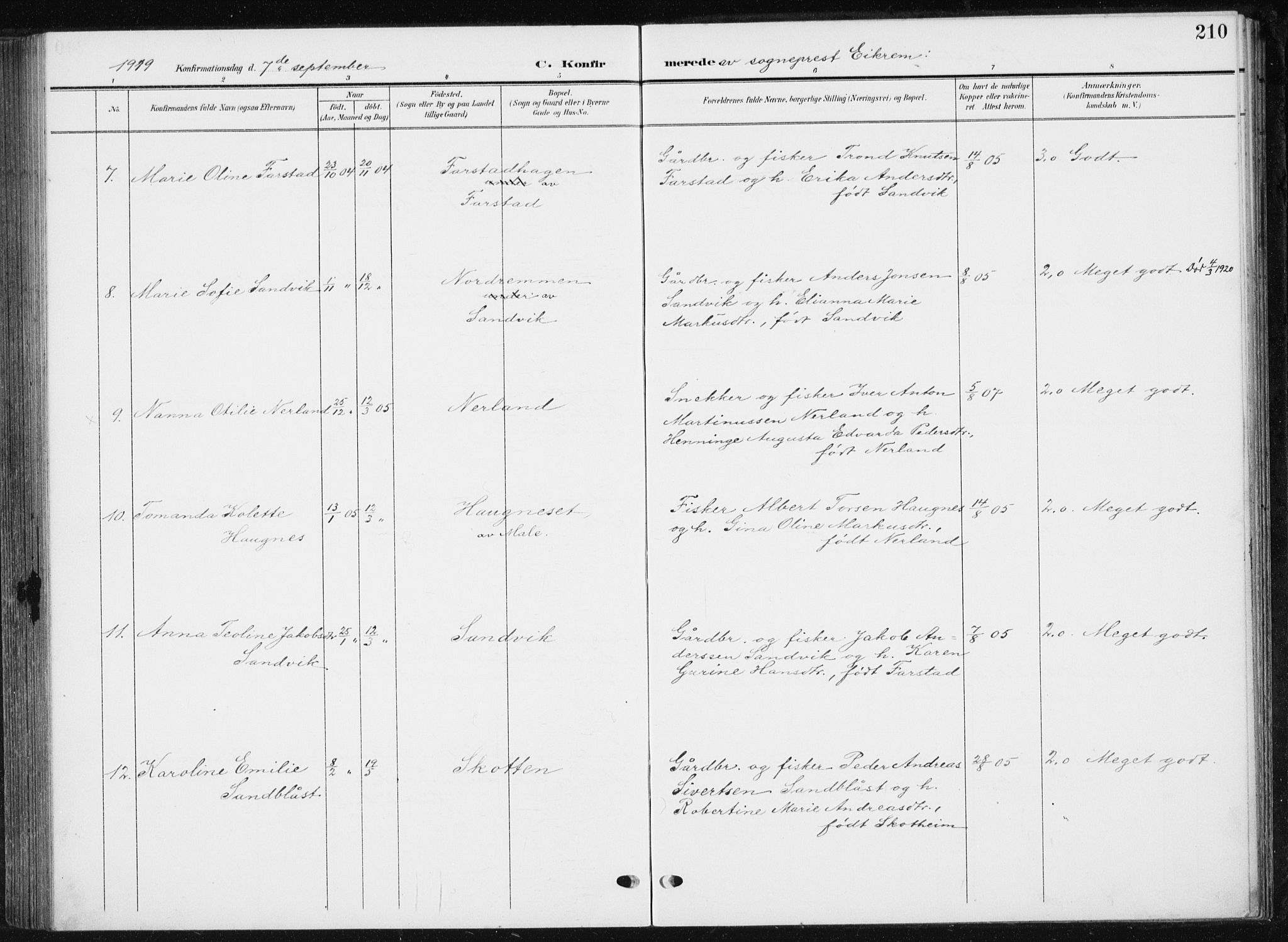 Ministerialprotokoller, klokkerbøker og fødselsregistre - Møre og Romsdal, AV/SAT-A-1454/567/L0784: Parish register (copy) no. 567C04, 1903-1938, p. 210