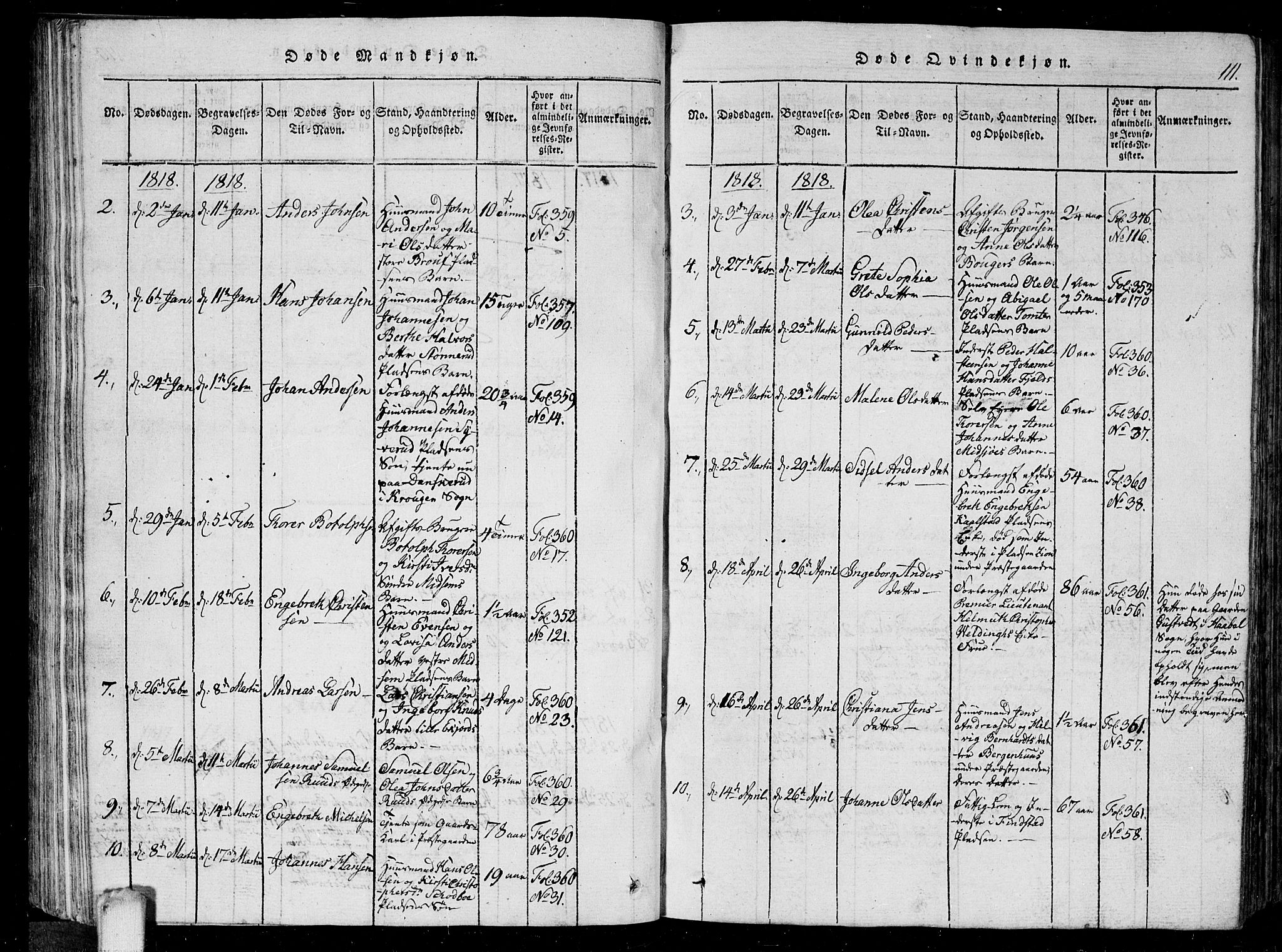 Kråkstad prestekontor Kirkebøker, AV/SAO-A-10125a/G/Ga/L0001: Parish register (copy) no. I 1, 1813-1824, p. 111