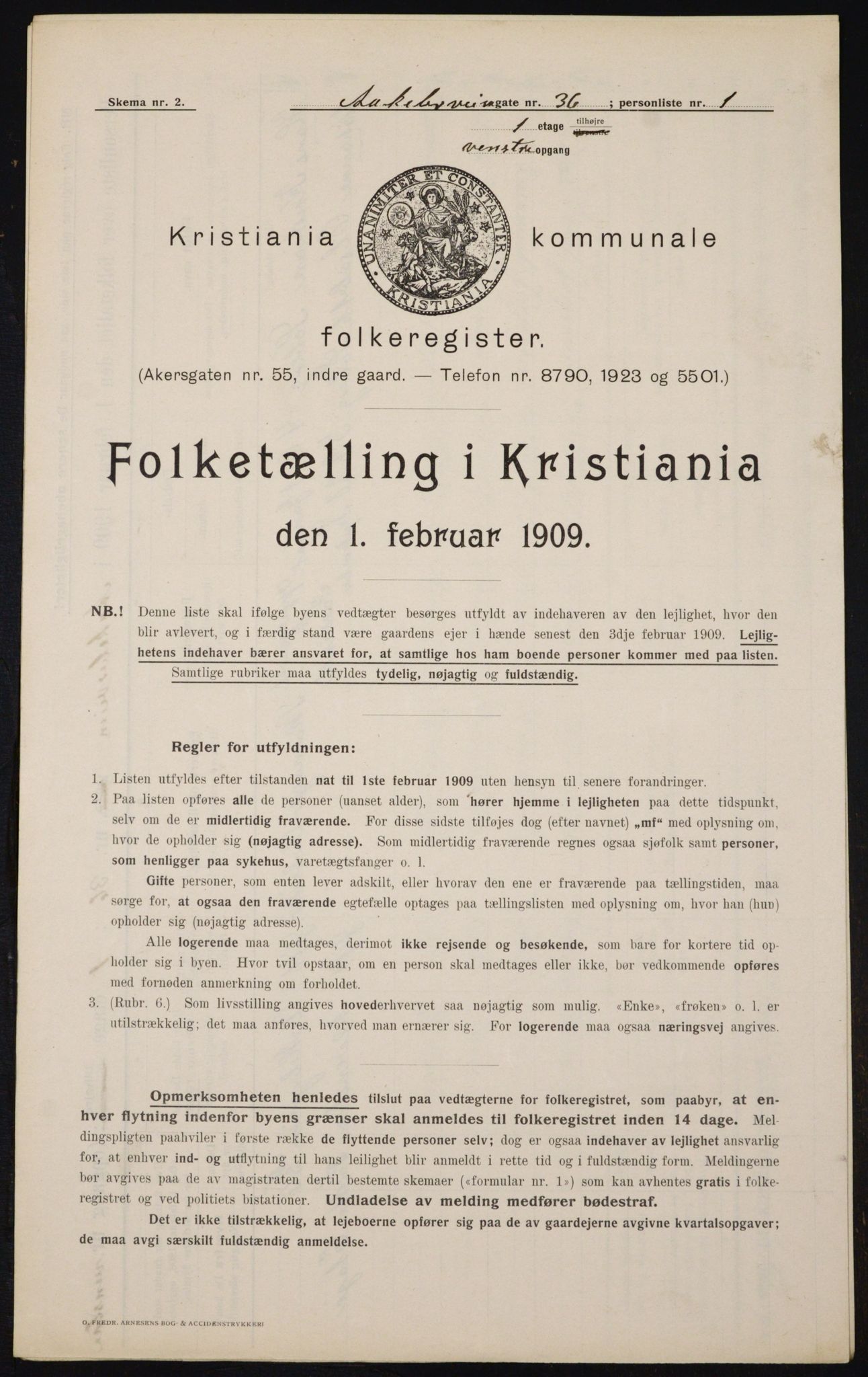 OBA, Municipal Census 1909 for Kristiania, 1909, p. 118526