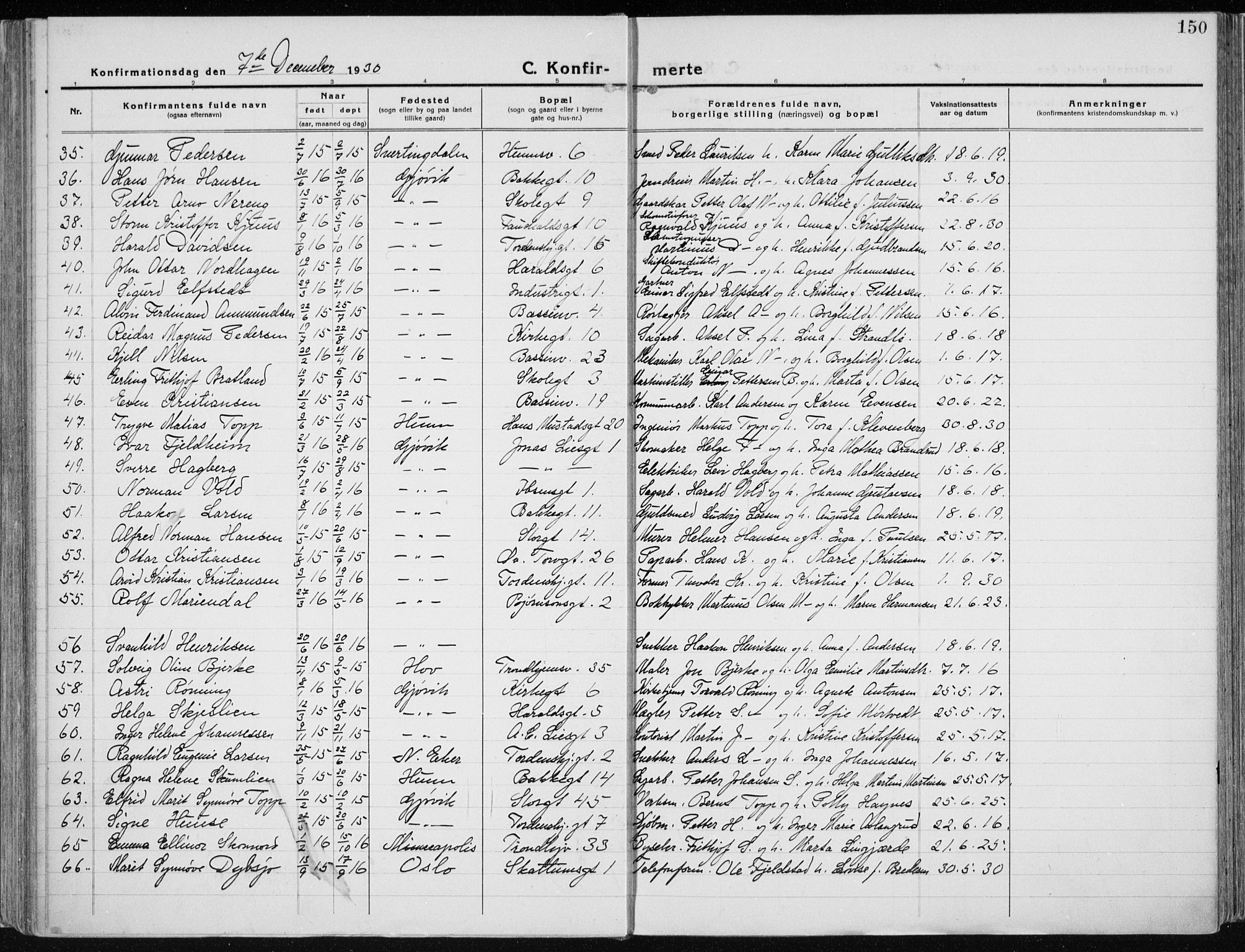 Vardal prestekontor, SAH/PREST-100/H/Ha/Haa/L0015: Parish register (official) no. 15, 1923-1937, p. 150